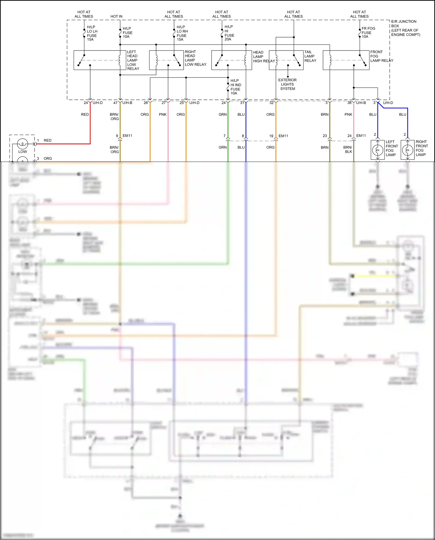 Wiring diagram low flash for Hyundai Santa Fe II facelift (2010-2012) (1 of 1)