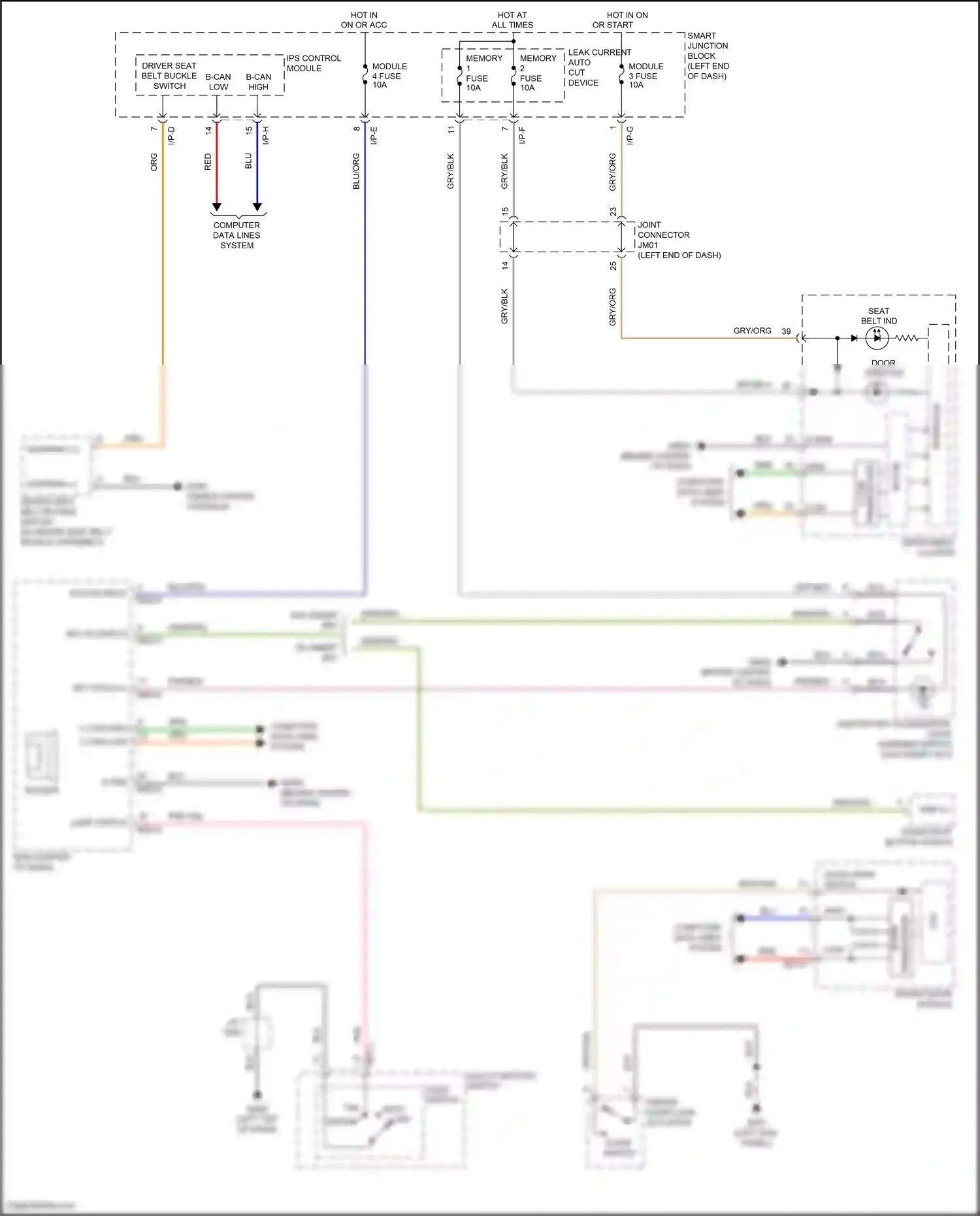 Wiring diagram acc/on input for Hyundai Santa Fe III facelift (2015-2018) (3 of 27)