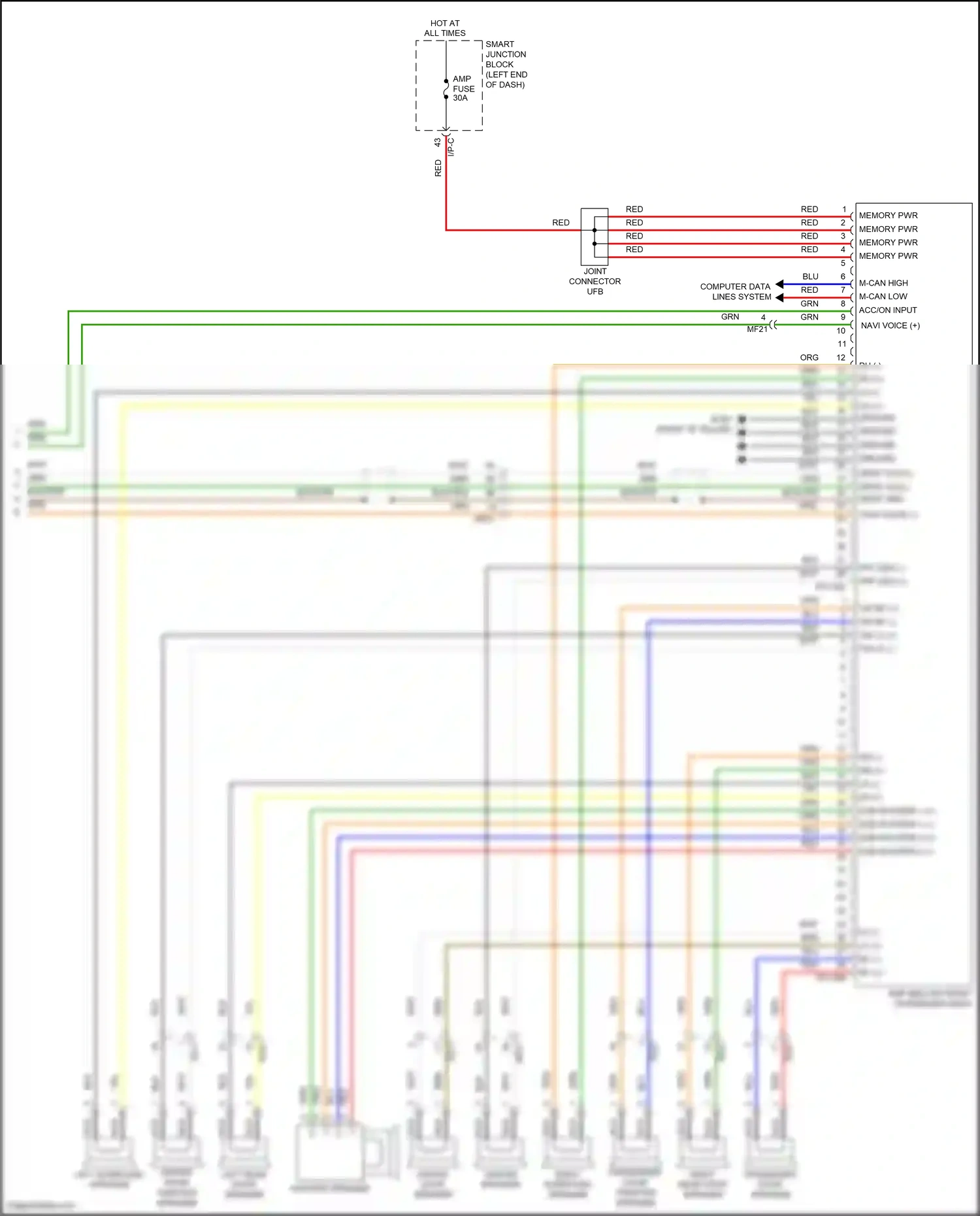 Wiring diagram acc/on input for Hyundai Santa Fe III facelift (2015-2018) (6 of 27)