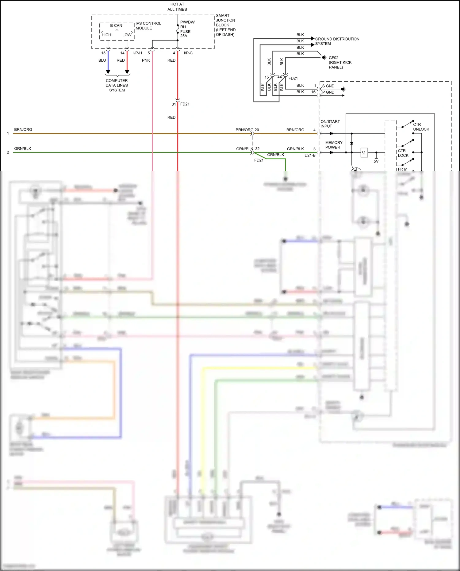 Wiring diagram ctr lock for Hyundai Santa Fe III facelift (2015-2018) (5 of 5)
