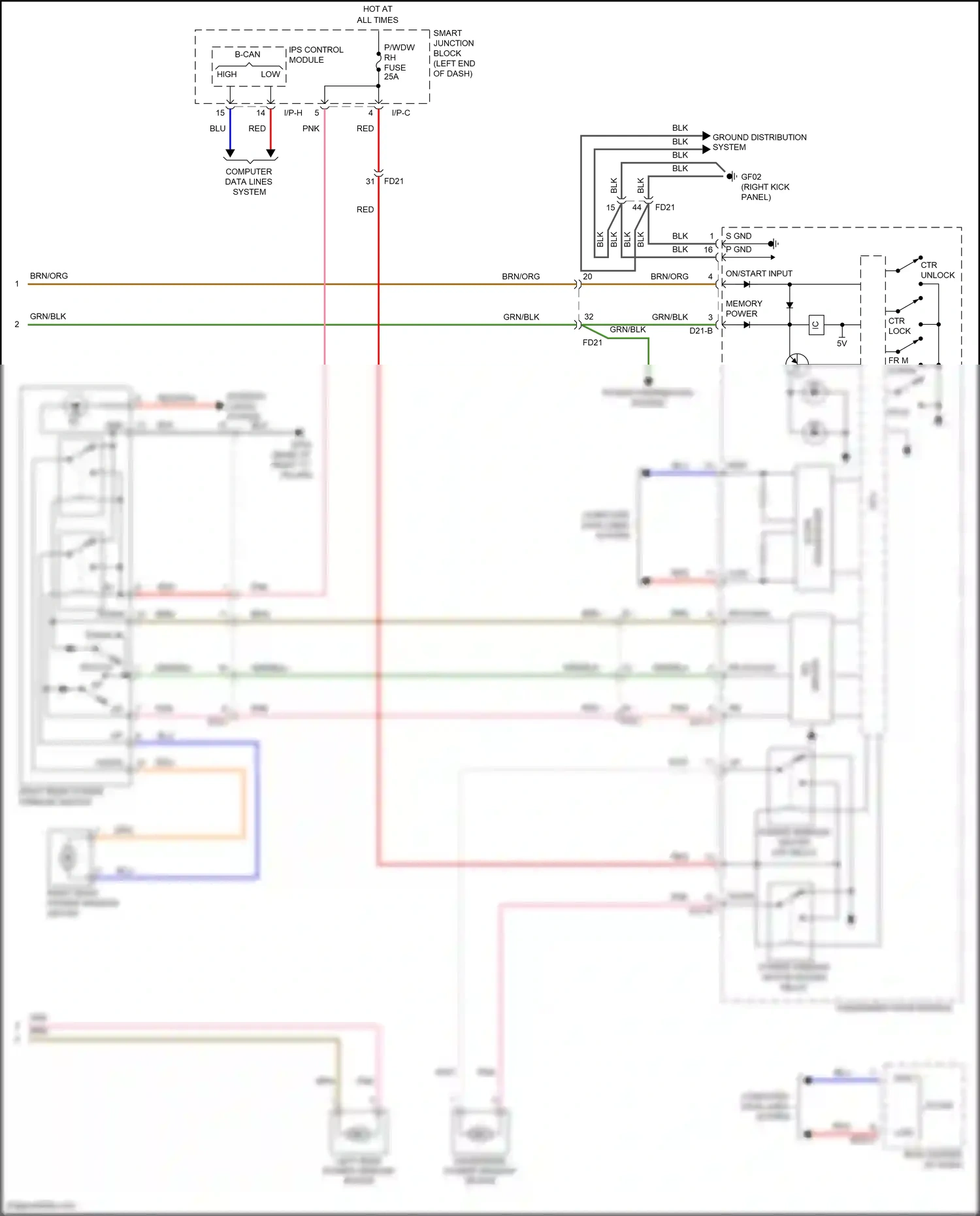 Wiring diagram ctr unlock for Hyundai Santa Fe III facelift (2015-2018) (1 of 5)