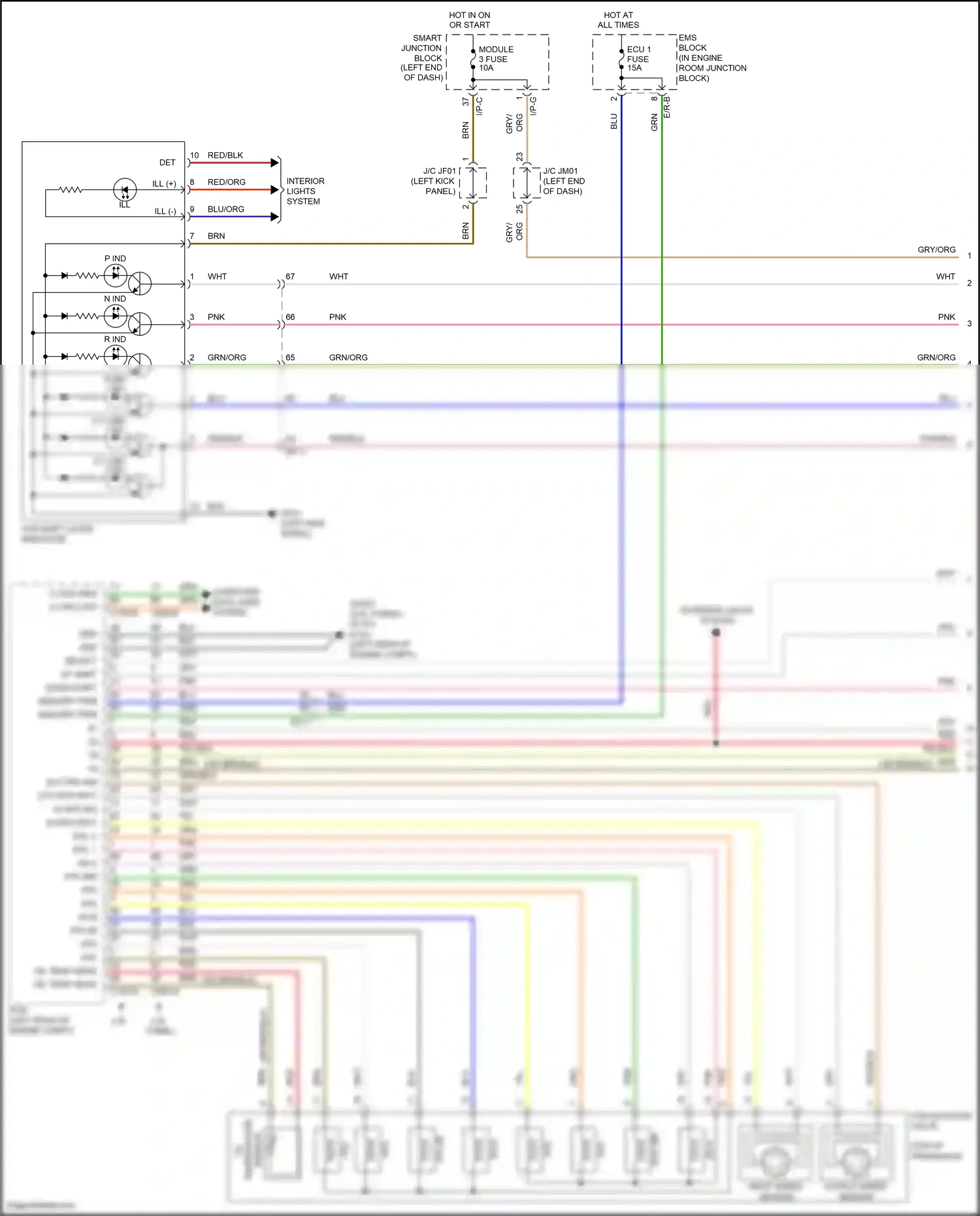 Wiring diagram down shift for Hyundai Santa Fe III facelift (2015-2018) (2 of 6)