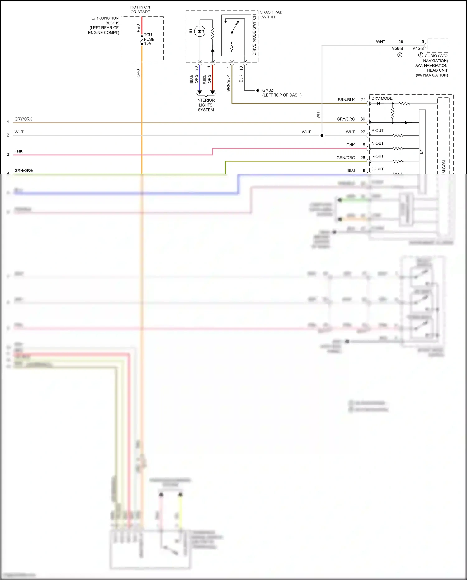 Wiring diagram down shift for Hyundai Santa Fe III facelift (2015-2018) (3 of 6)