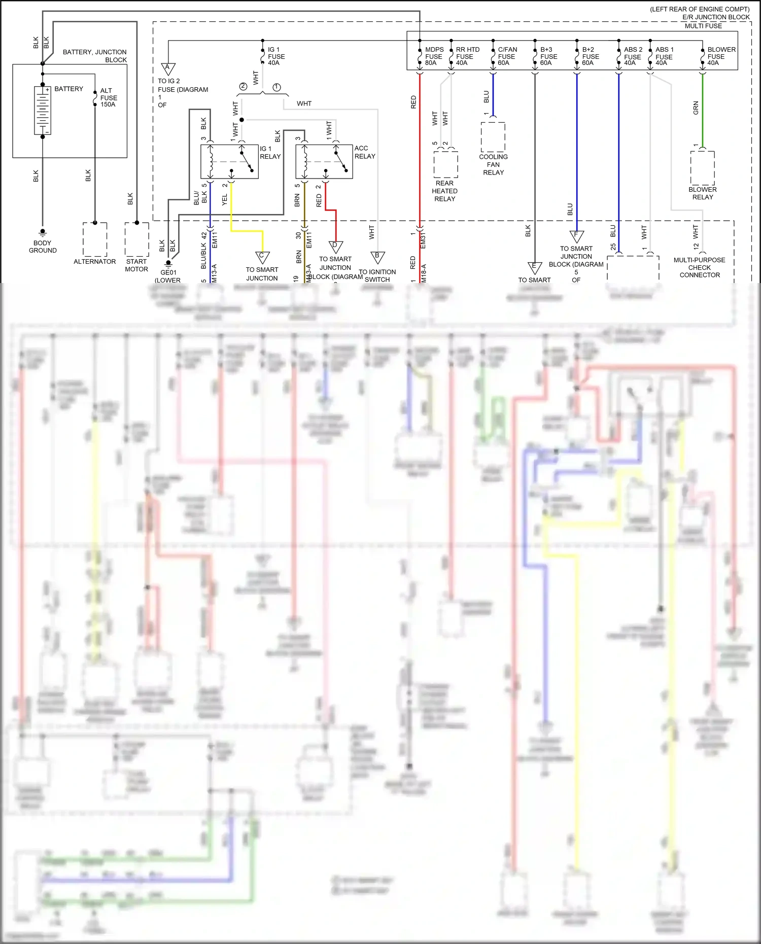 Wiring diagram engine control relay for Hyundai Santa Fe III facelift (2015-2018) (5 of 8)