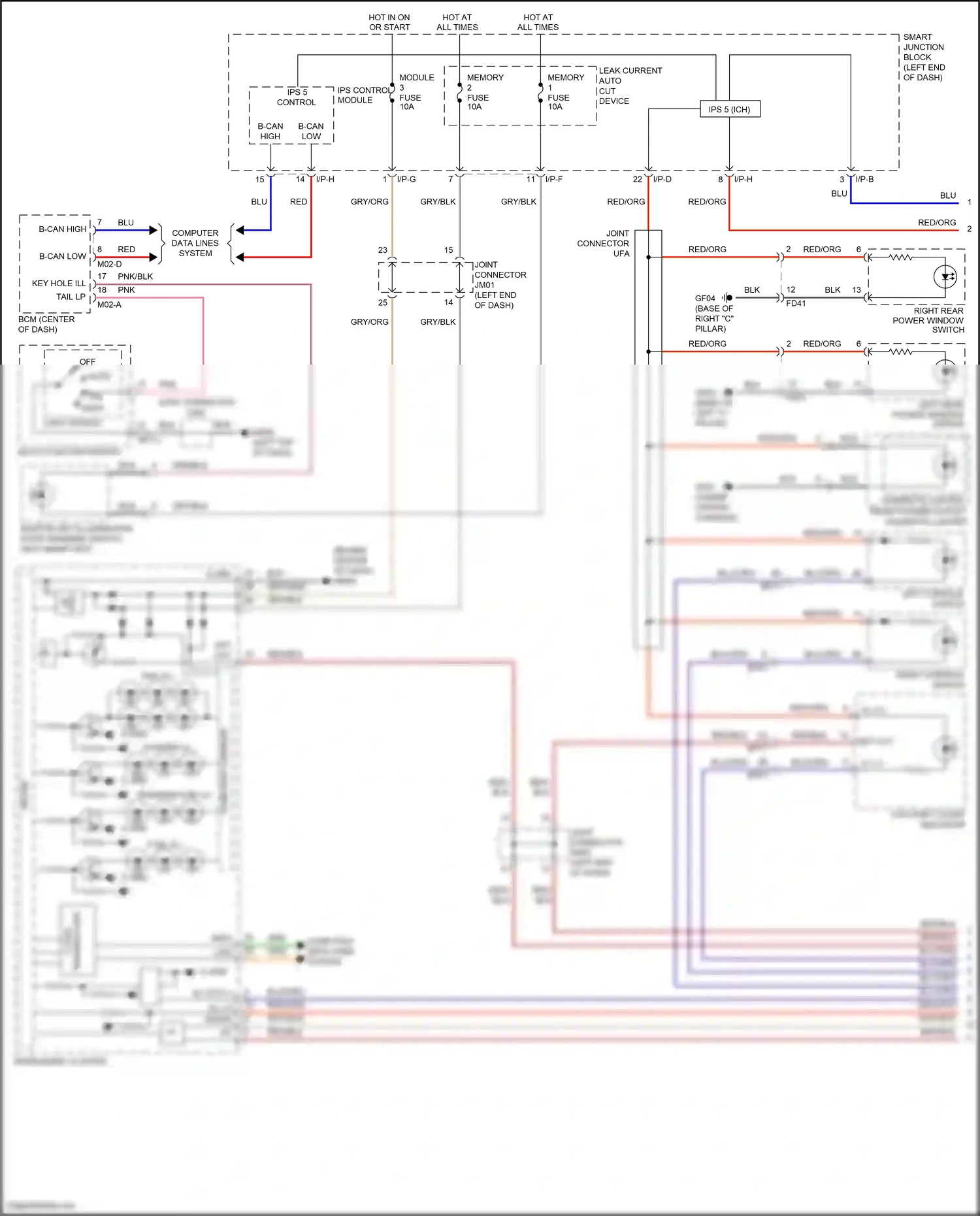 Wiring diagram light switch for Hyundai Santa Fe III facelift (2015-2018) (10 of 12)