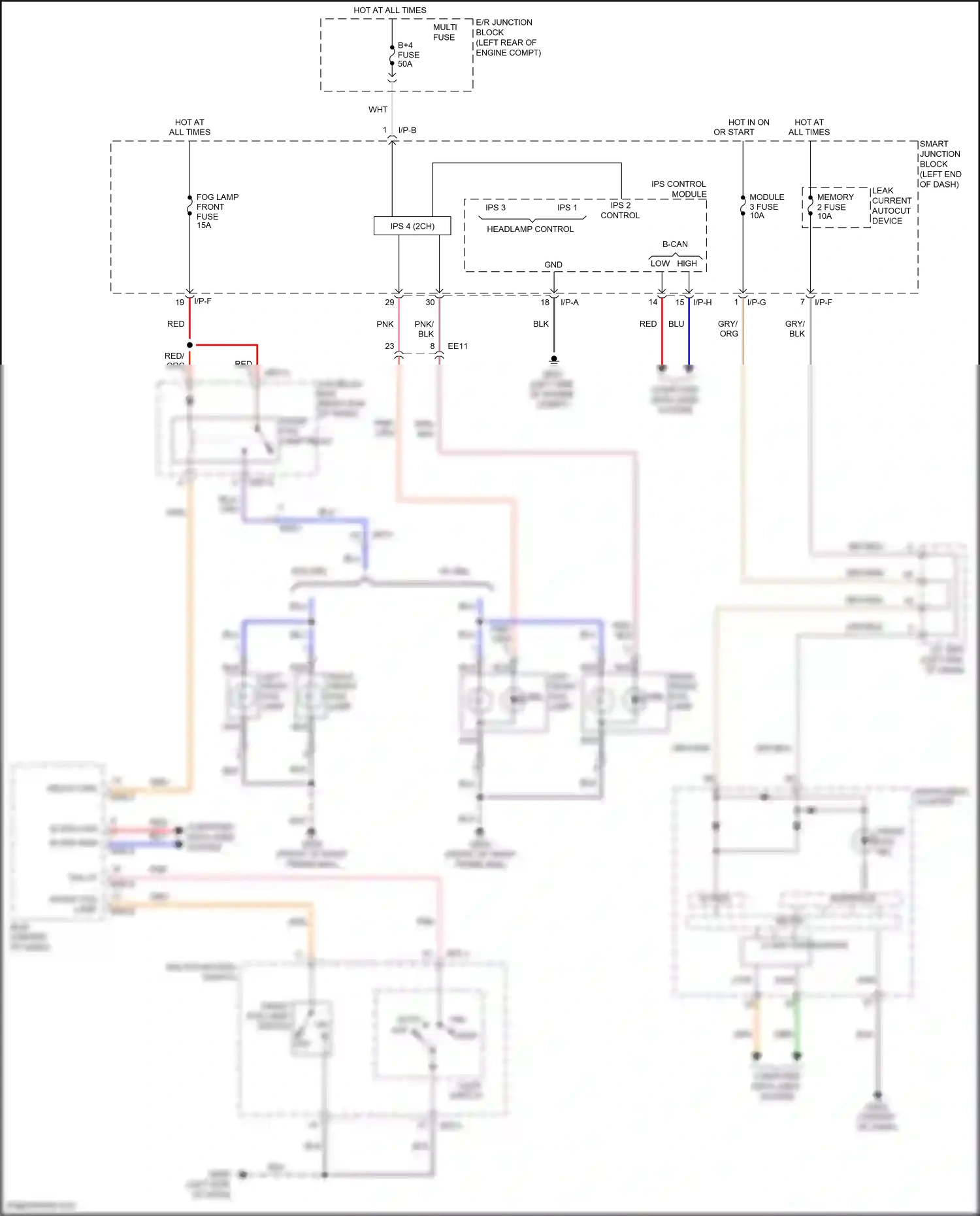 Wiring diagram light switch for Hyundai Santa Fe III facelift (2015-2018) (5 of 12)