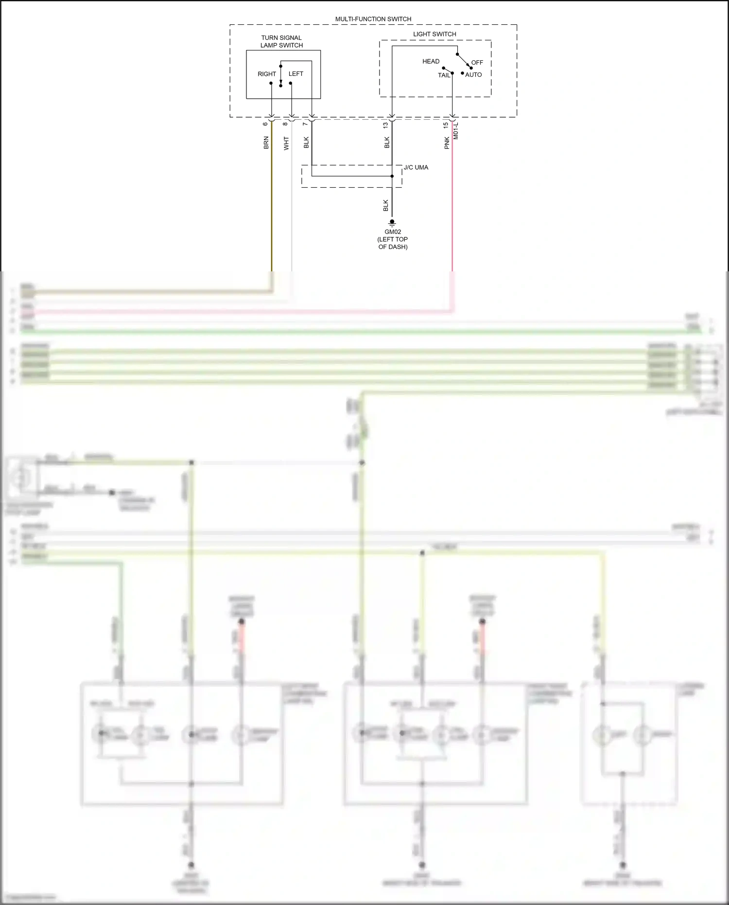 Wiring diagram light switch for Hyundai Santa Fe III facelift (2015-2018) (4 of 12)