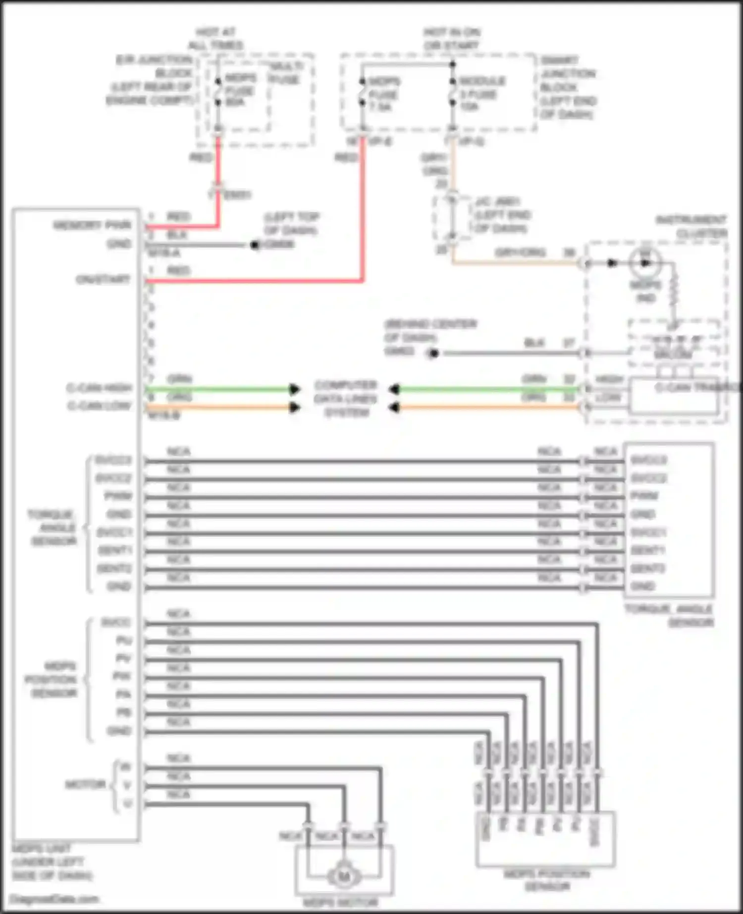 Wiring diagram mdps position sensor for Hyundai Santa Fe III facelift (2015-2018) (1 of 1)