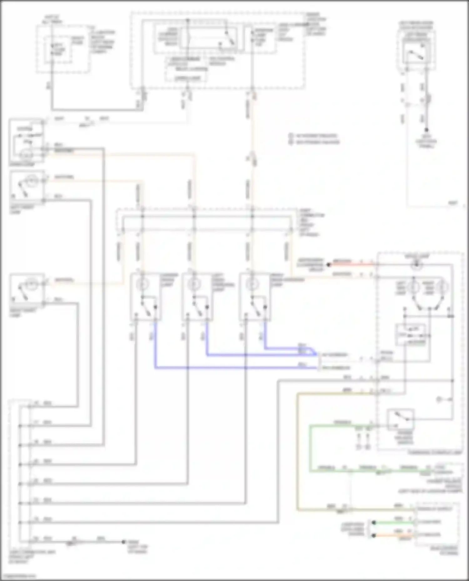 Wiring diagram overhead console lamp for Hyundai Santa Fe III facelift (2015-2018) (1 of 7)
