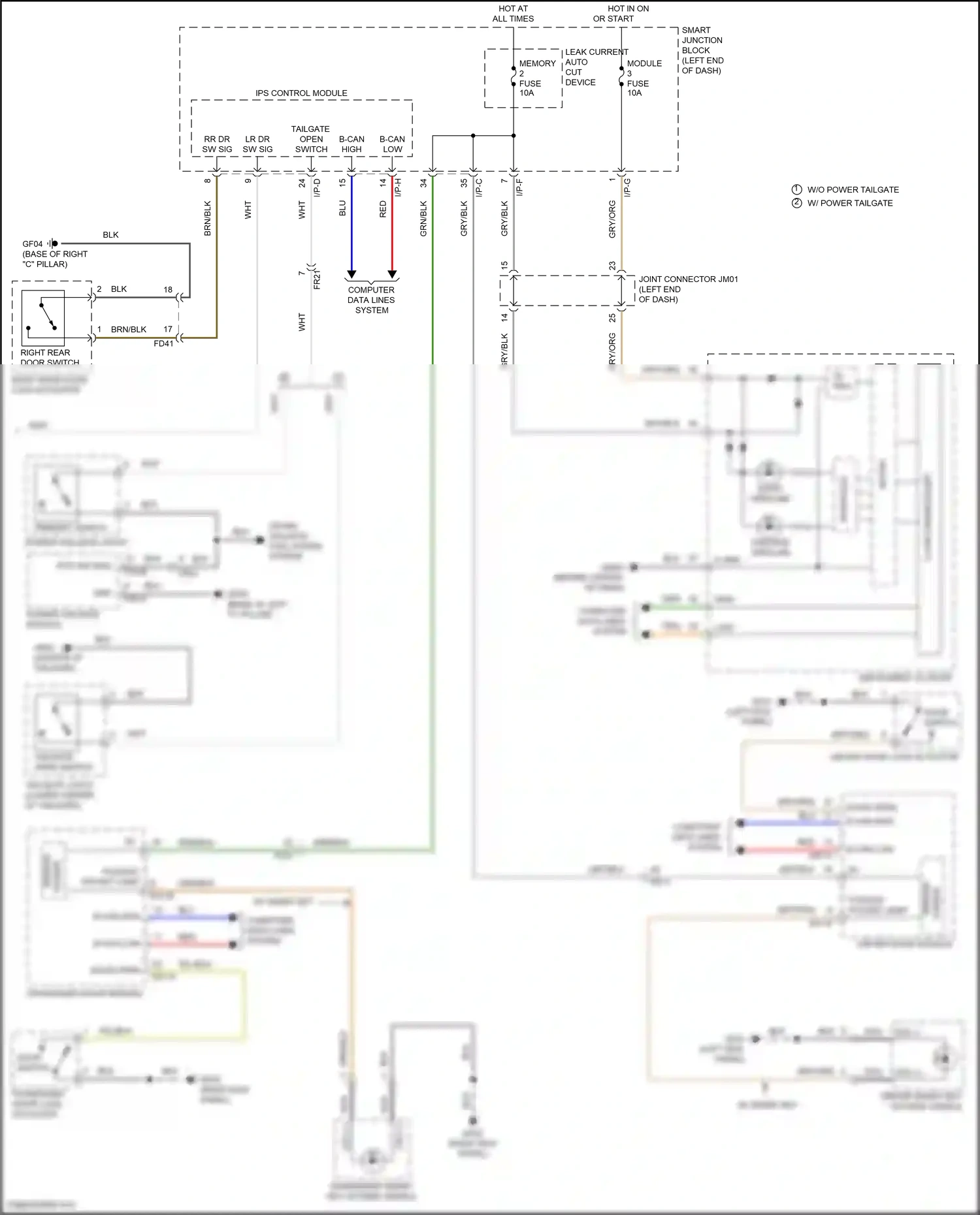 Wiring diagram power tailgate module for Hyundai Santa Fe III facelift (2015-2018) (3 of 11)