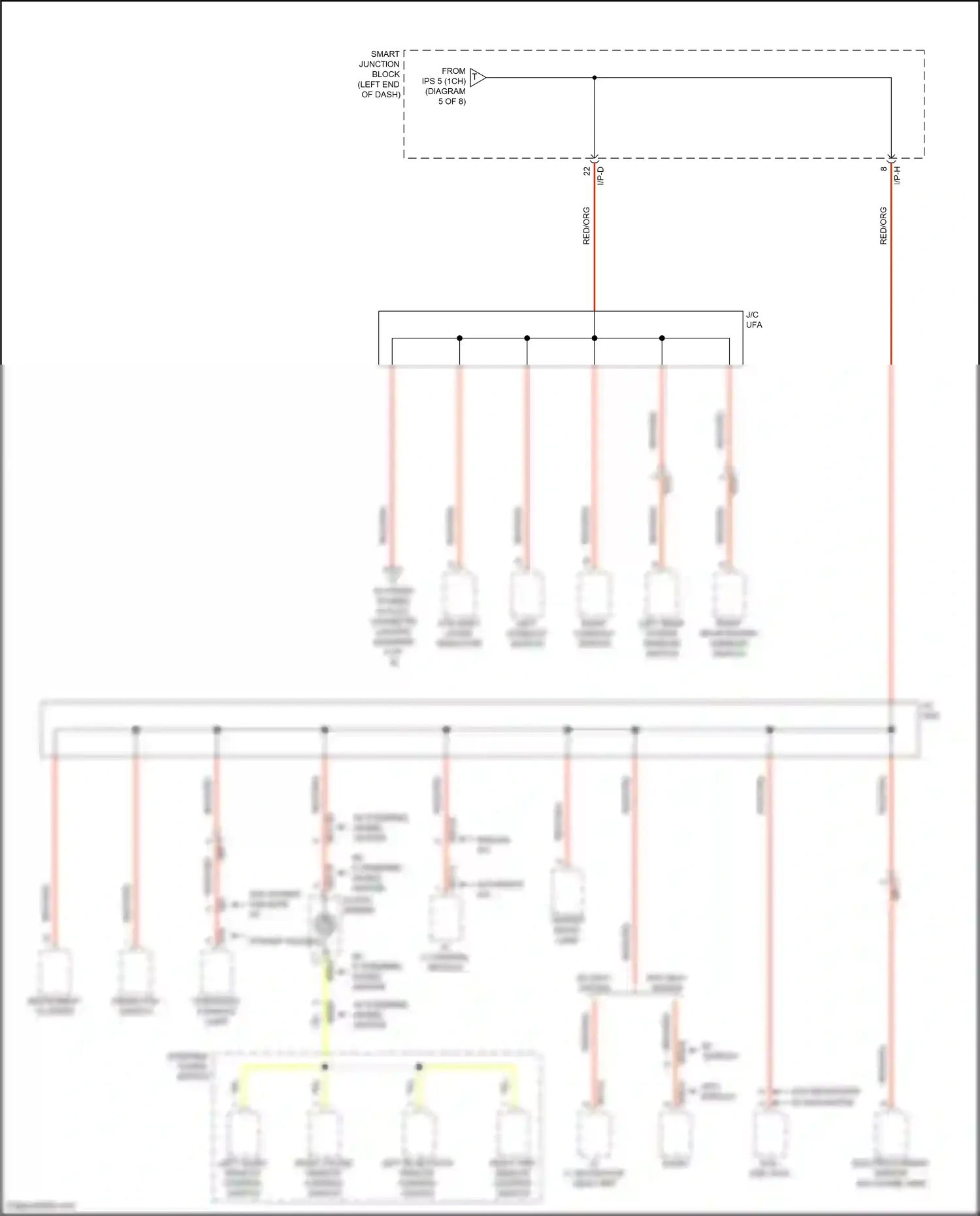 Wiring diagram right console switch for Hyundai Santa Fe III facelift (2015-2018) (8 of 8)