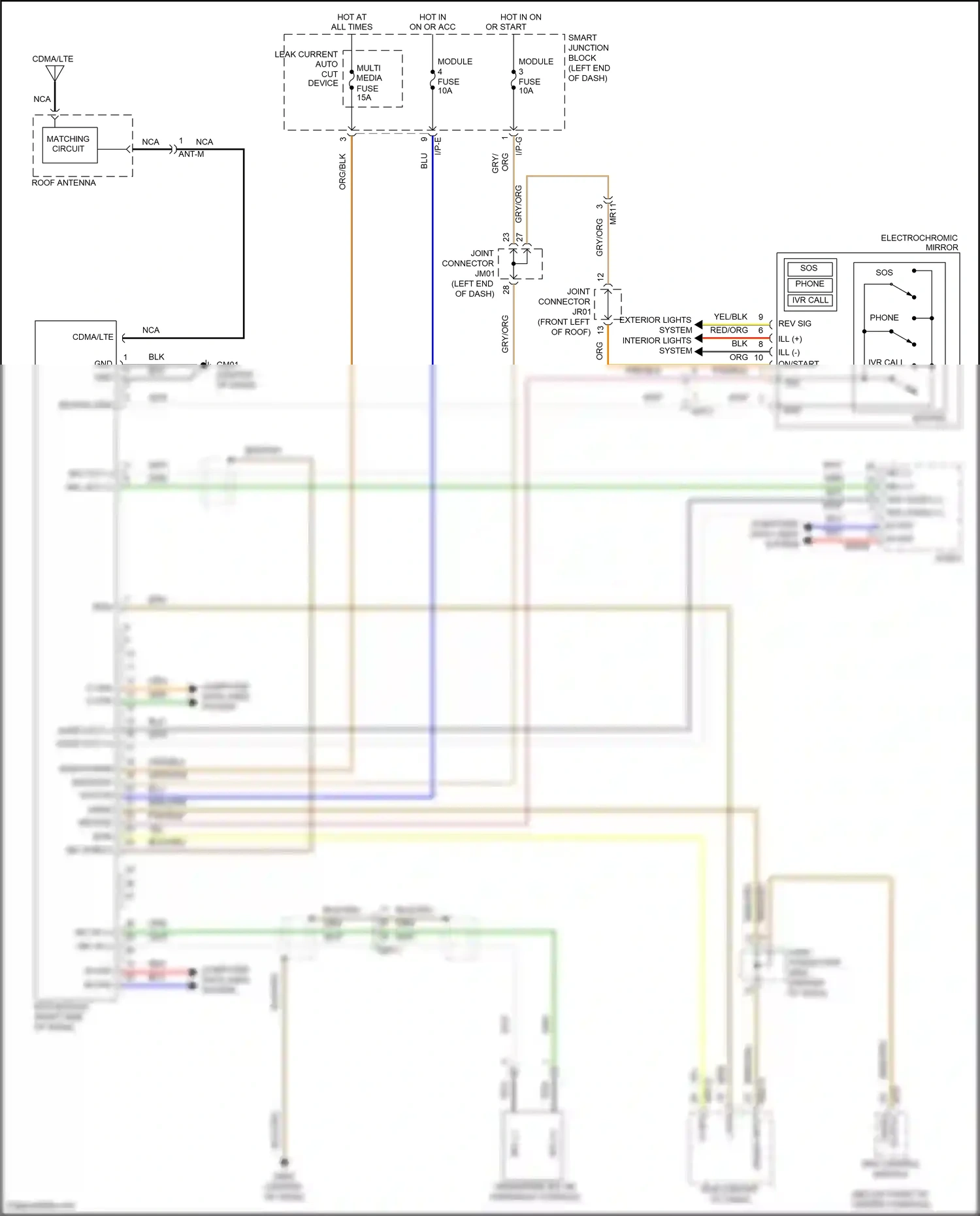 Wiring diagram srs control module for Hyundai Santa Fe III facelift (2015-2018) (5 of 8)
