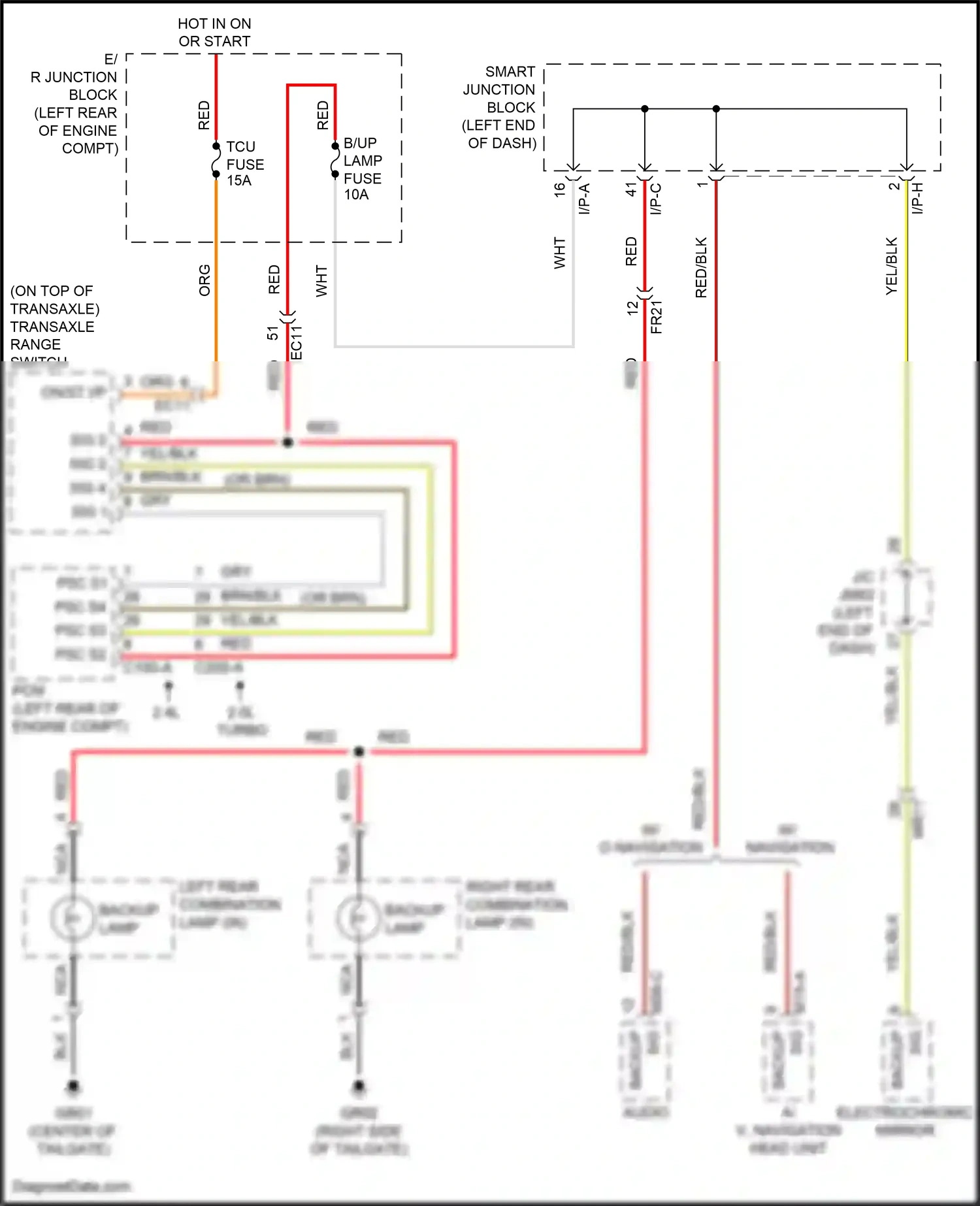 Wiring diagram transaxle range switch for Hyundai Santa Fe III facelift (2015-2018) (3 of 7)