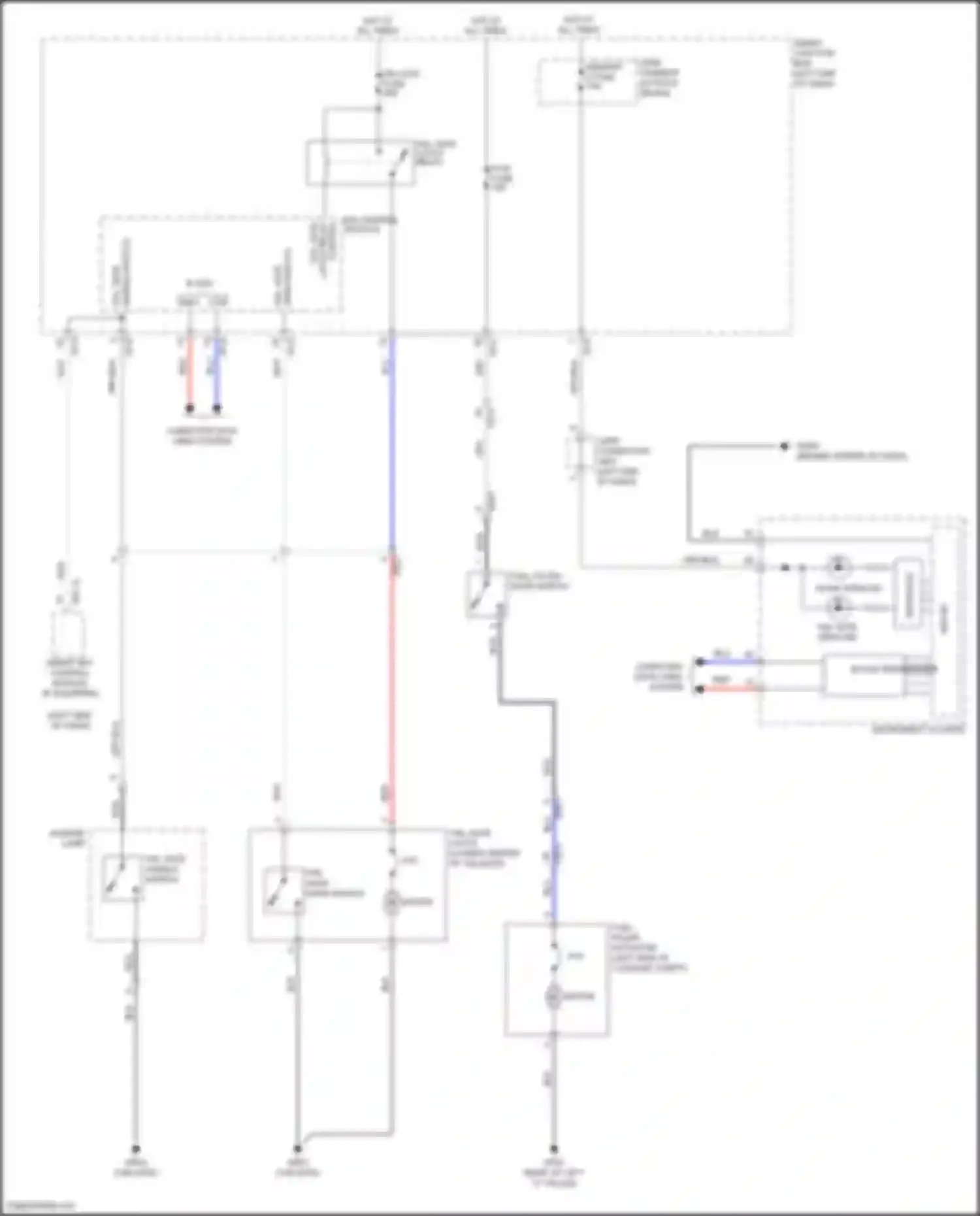 Santa Fe Hyundai III (2012-2016): Trunk & fuel door release circuit