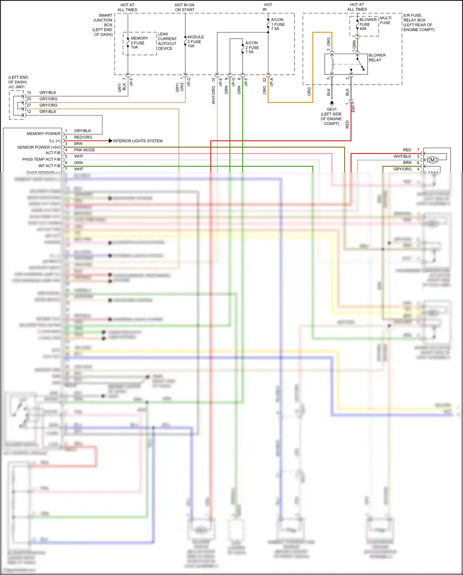 Wiring diagram blower switch for Hyundai Santa Fe III (2012-2016) (1 of 2)