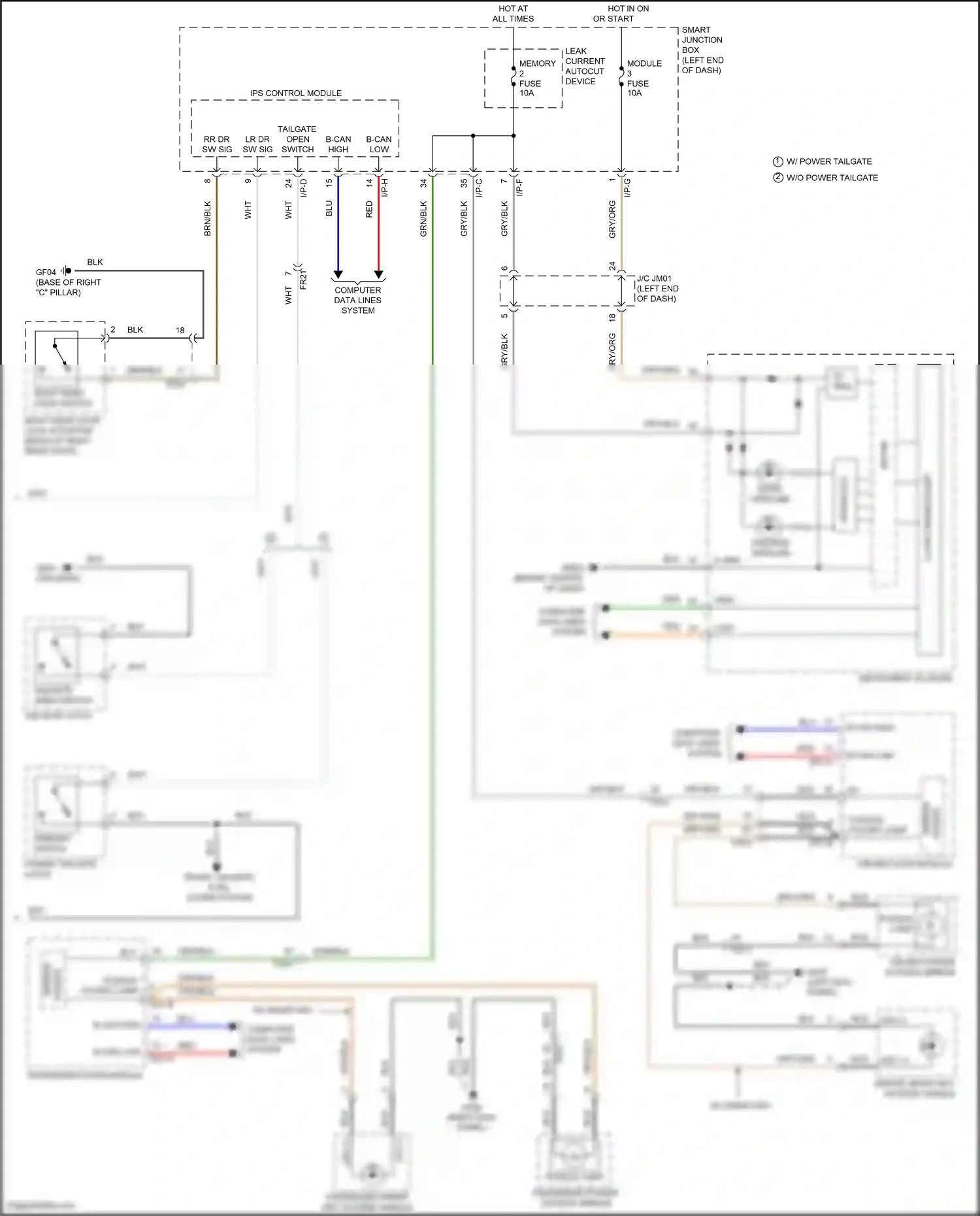 Wiring diagram driver door module for Hyundai Santa Fe III (2012-2016) (2 of 18)