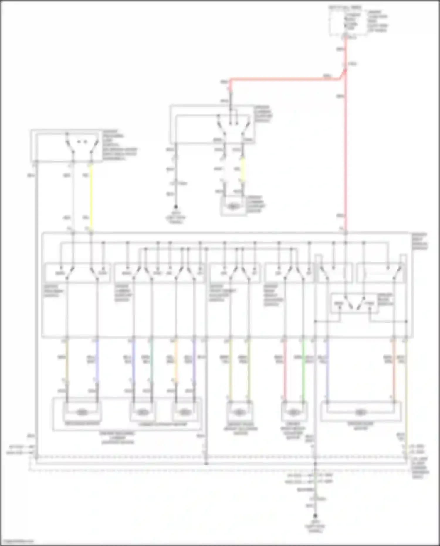 Wiring diagram driver front height adjuster switch for Hyundai Santa Fe III (2012-2016) (1 of 2)