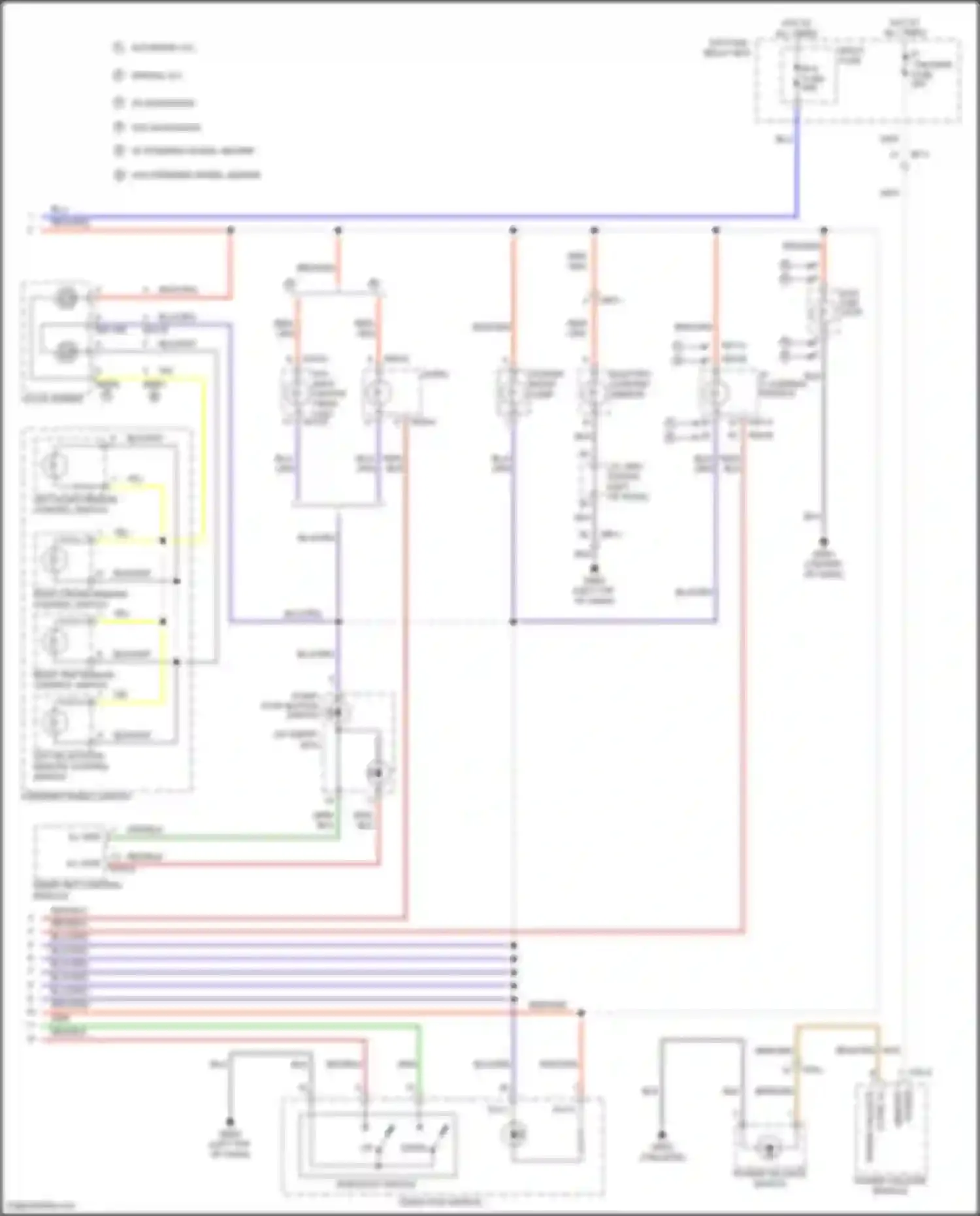 Wiring diagram left audio remote control switch for Hyundai Santa Fe III (2012-2016) (1 of 5)