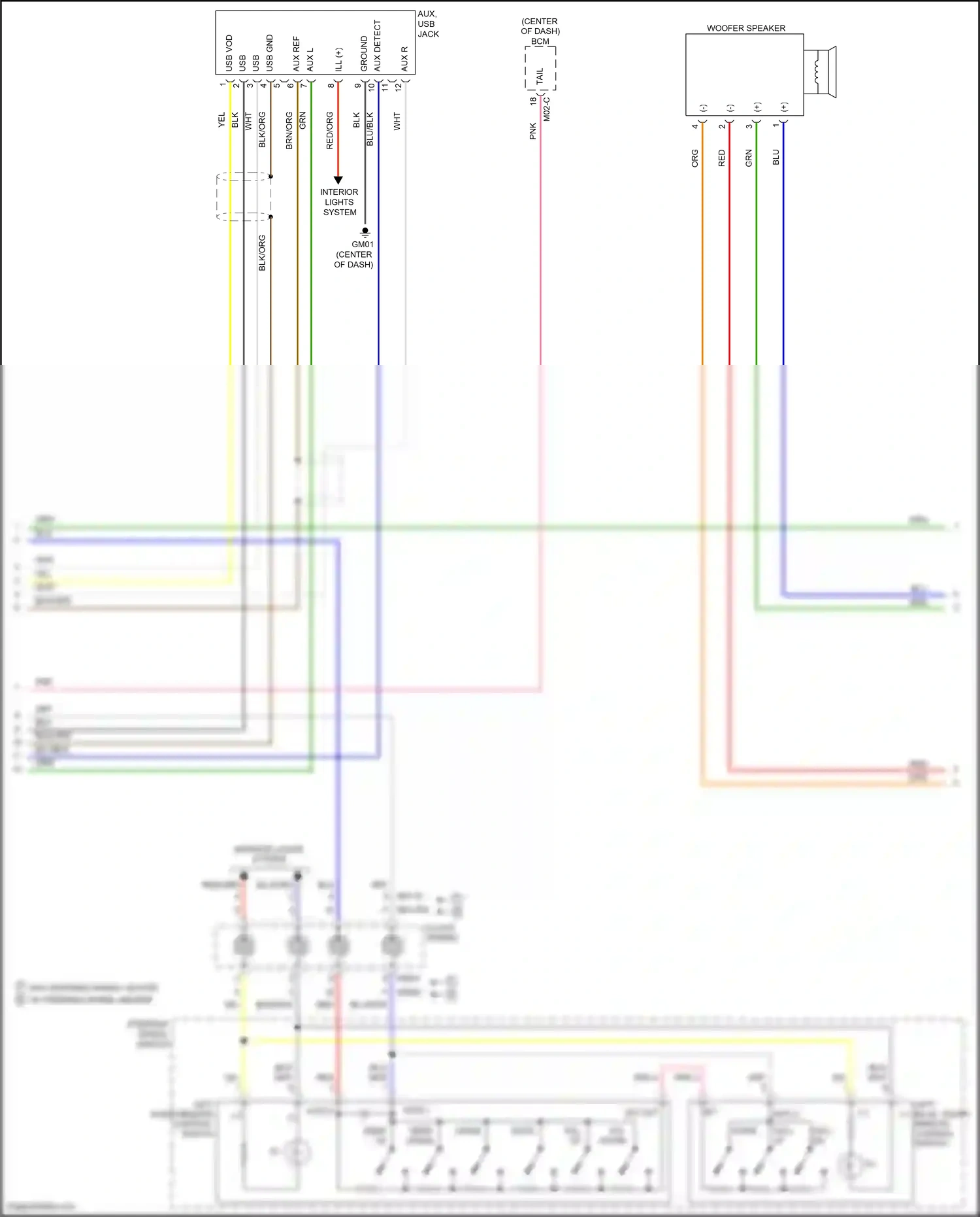 Wiring diagram usb d- for Hyundai Santa Fe III (2012-2016) (1 of 2)
