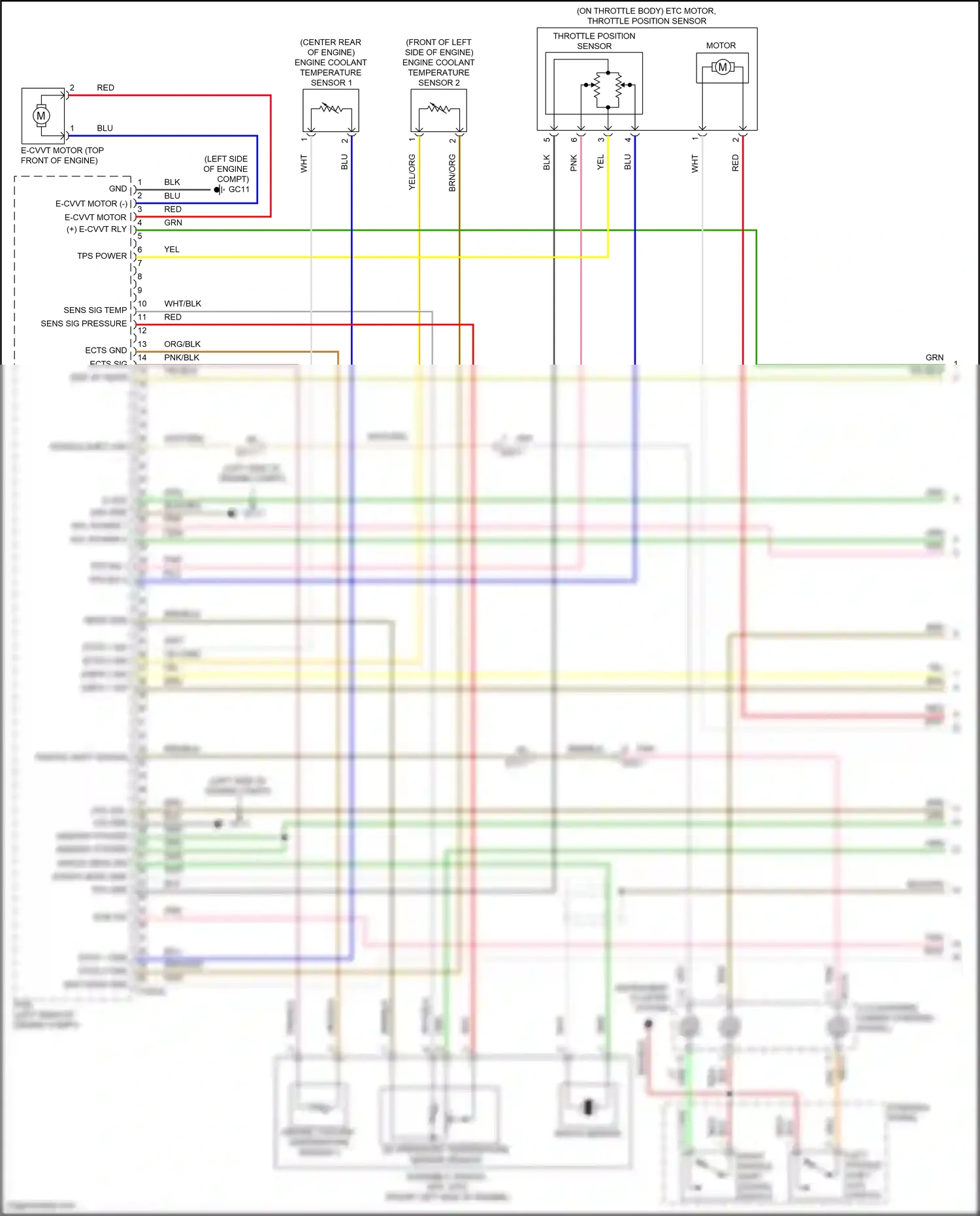 Wiring diagram engine coolant temperature sensor 2 for Hyundai Santa Fe IV facelift (2020-2024) (4 of 5)