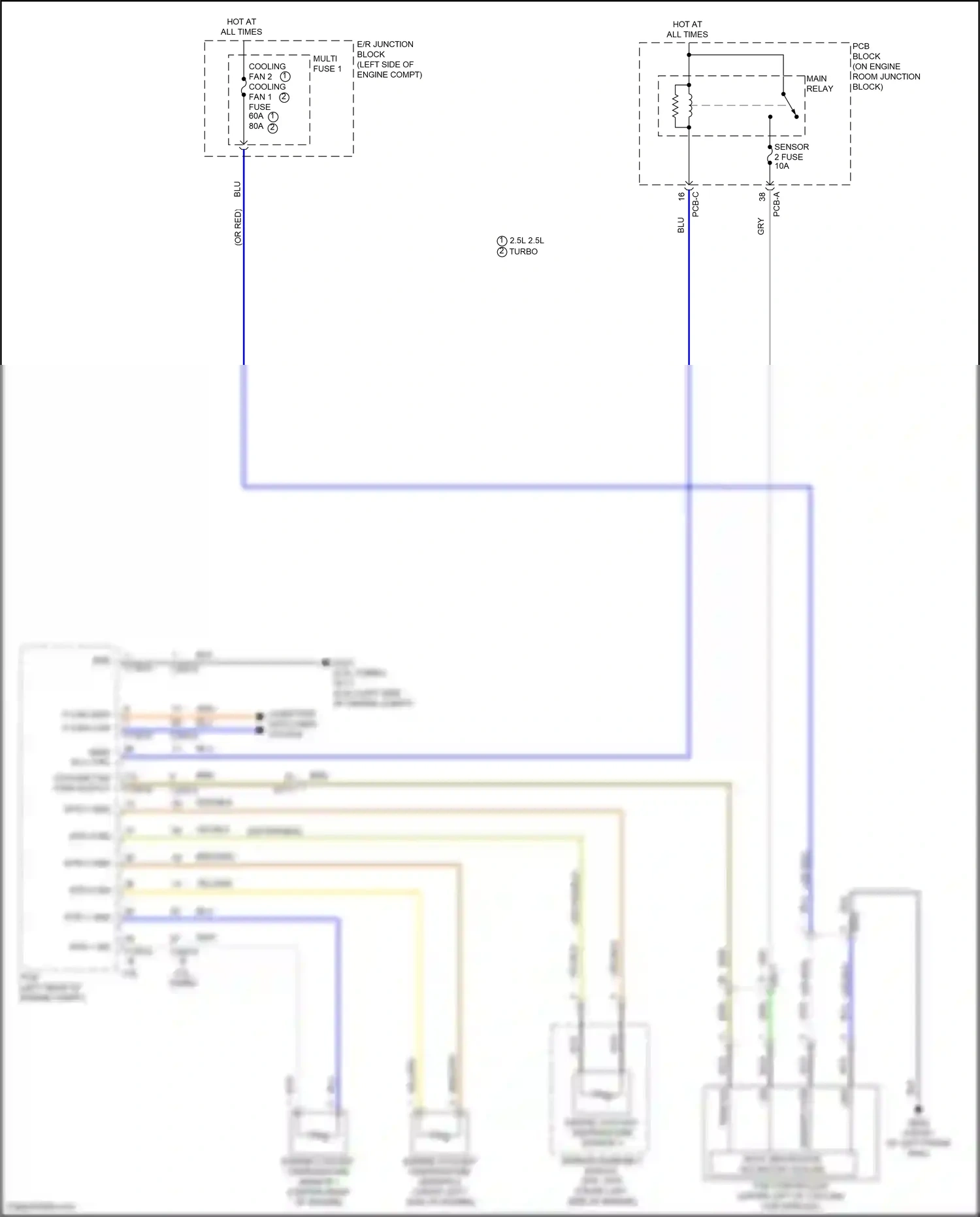 Wiring diagram engine coolant temperature sensor 2 for Hyundai Santa Fe IV facelift (2020-2024) (2 of 5)