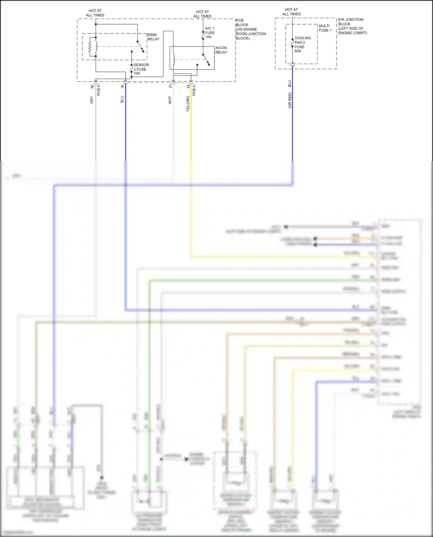 Wiring diagram engine coolant temperature sensor 2 for Hyundai Santa Fe IV facelift (2020-2024) (3 of 5)