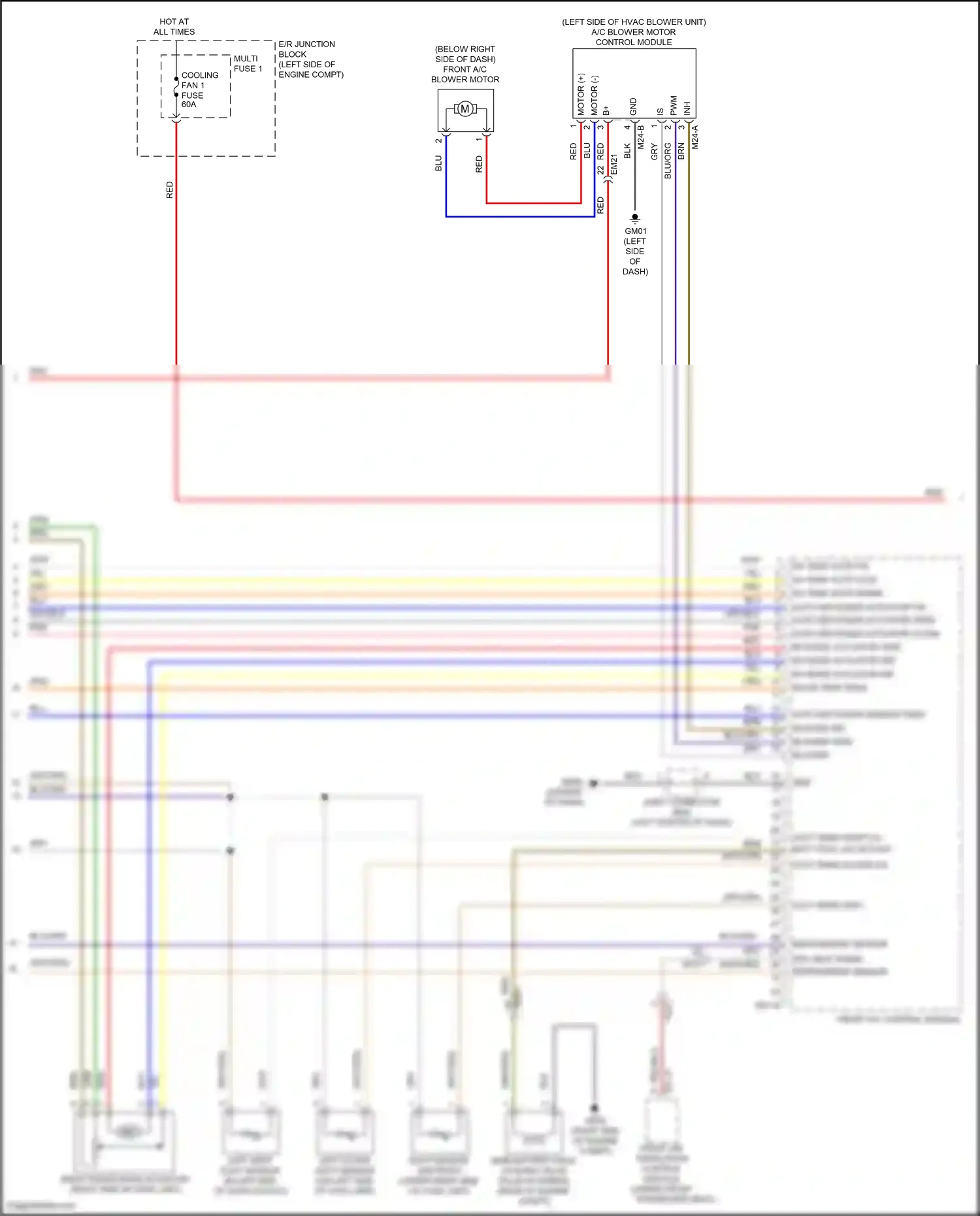 Wiring diagram front a/c control module for Hyundai Santa Fe IV facelift (2020-2024) (12 of 30)