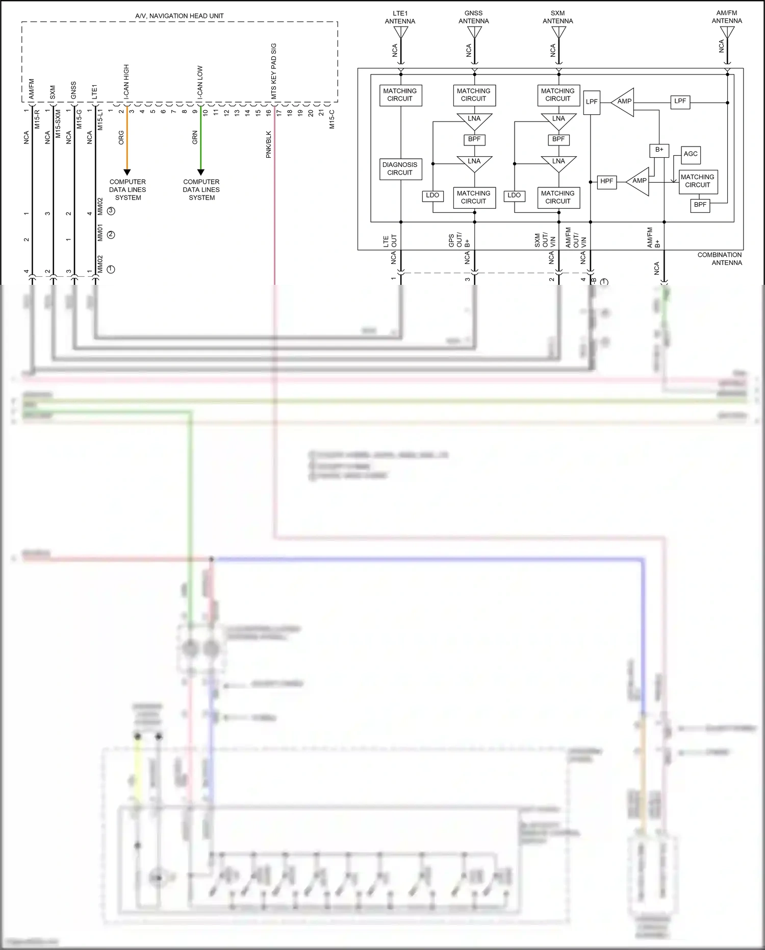 Wiring diagram left audio/ bluetooth remote control switch for Hyundai Santa Fe IV facelift (2020-2024) (3 of 11)