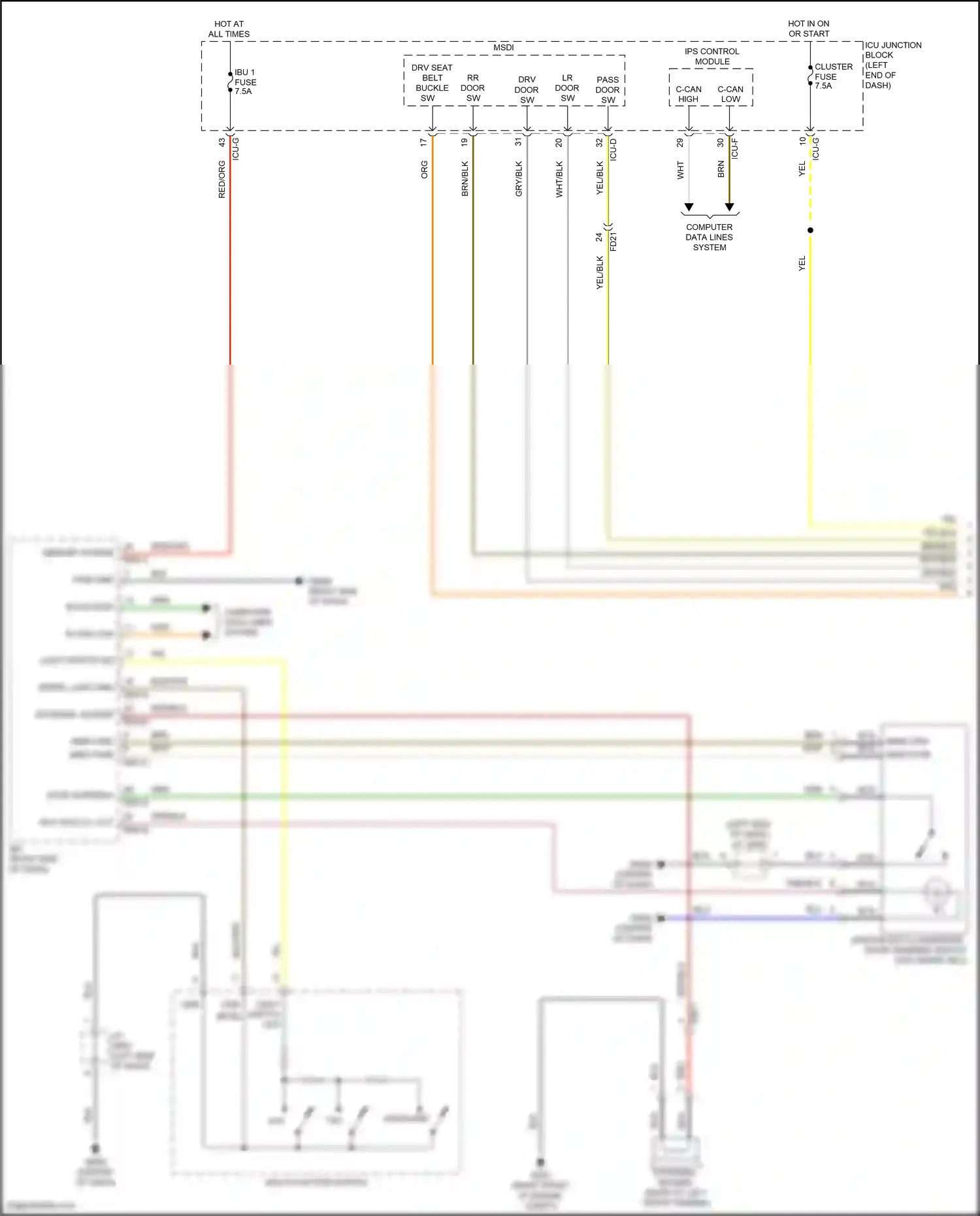 Wiring diagram multi- function switch for Hyundai Santa Fe IV facelift (2020-2024) (2 of 14)