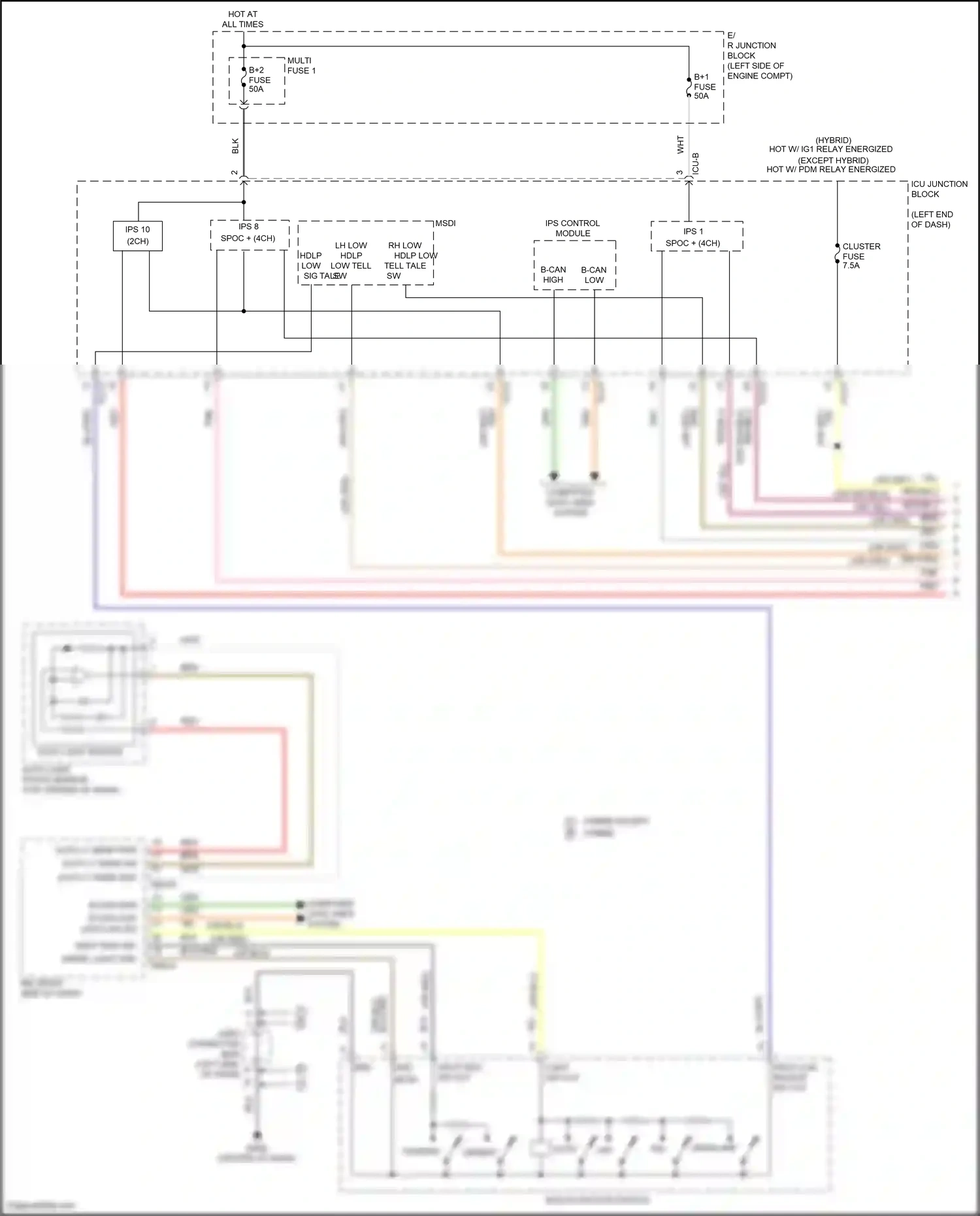 Wiring diagram multi- function switch for Hyundai Santa Fe IV facelift (2020-2024) (1 of 14)