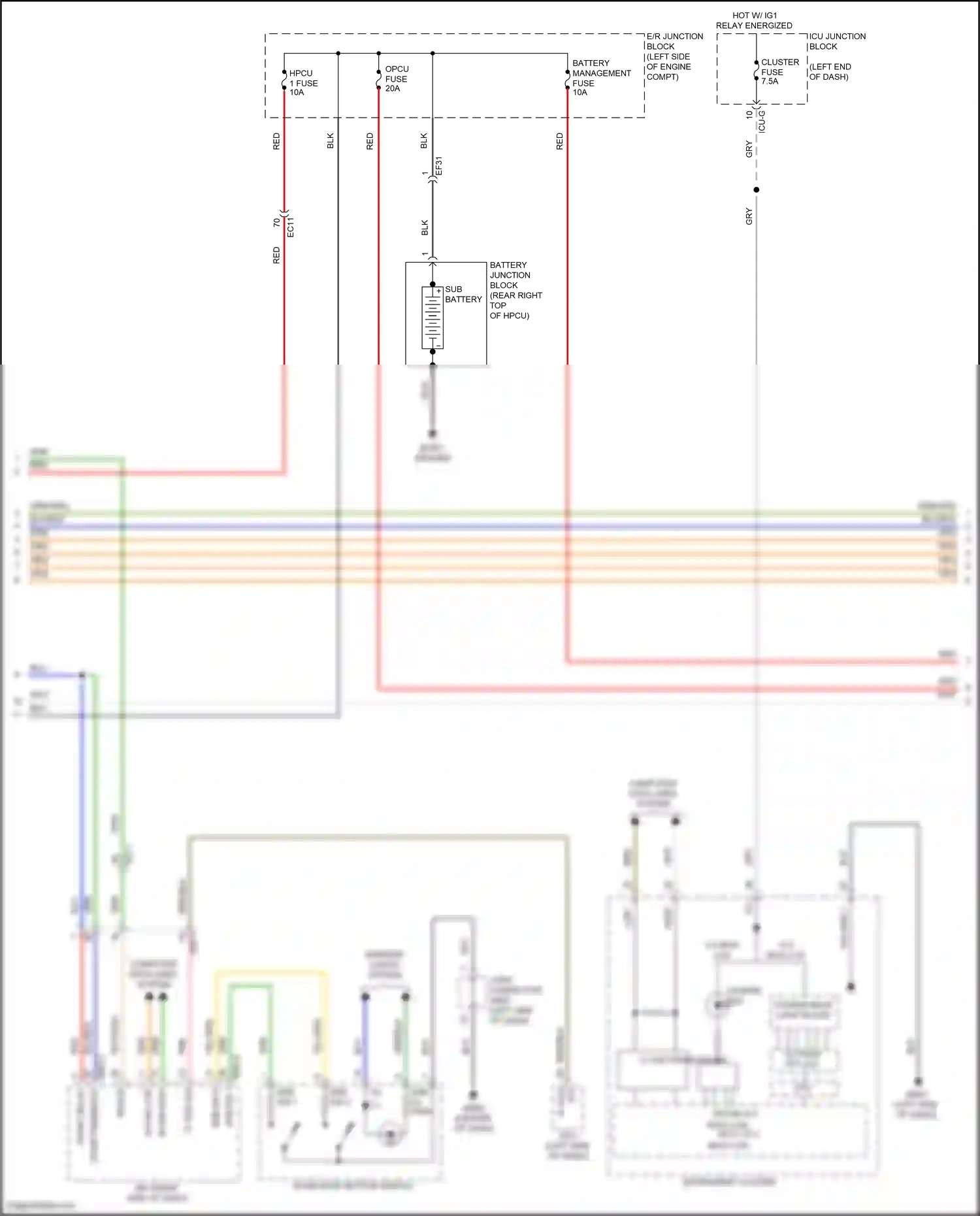 Wiring diagram start/stop button switch for Hyundai Santa Fe IV facelift (2020-2024) (4 of 4)