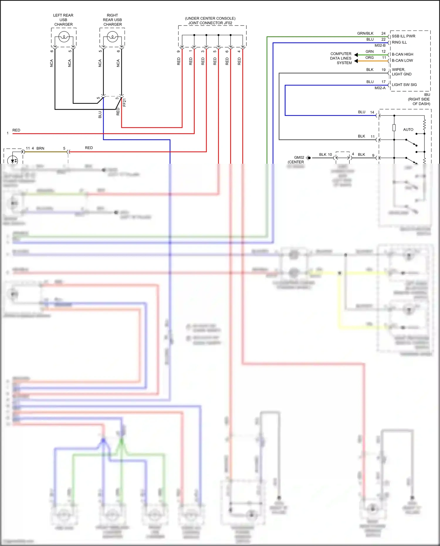 Wiring diagram upper console switch for Hyundai Santa Fe IV facelift (2020-2024) (17 of 30)
