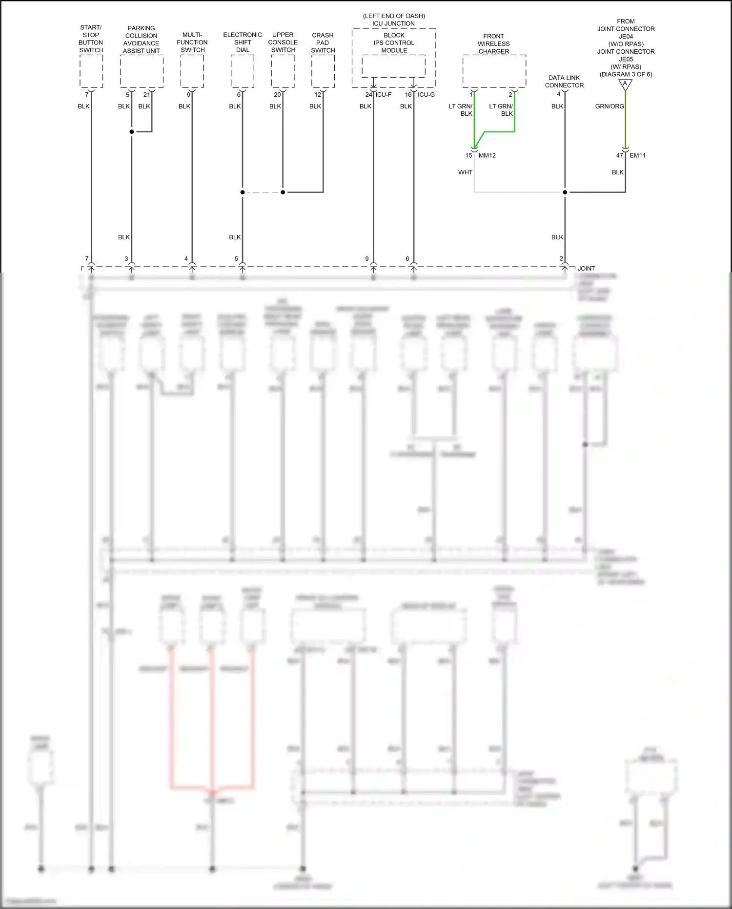 Wiring diagram upper console switch for Hyundai Santa Fe IV facelift (2020-2024) (4 of 30)
