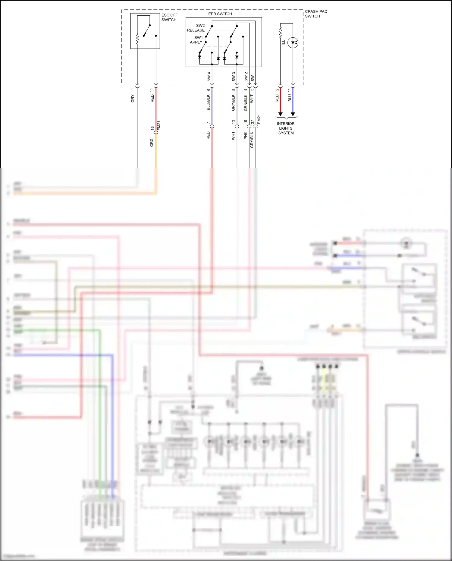 Wiring diagram upper console switch for Hyundai Santa Fe IV facelift (2020-2024) (25 of 30)