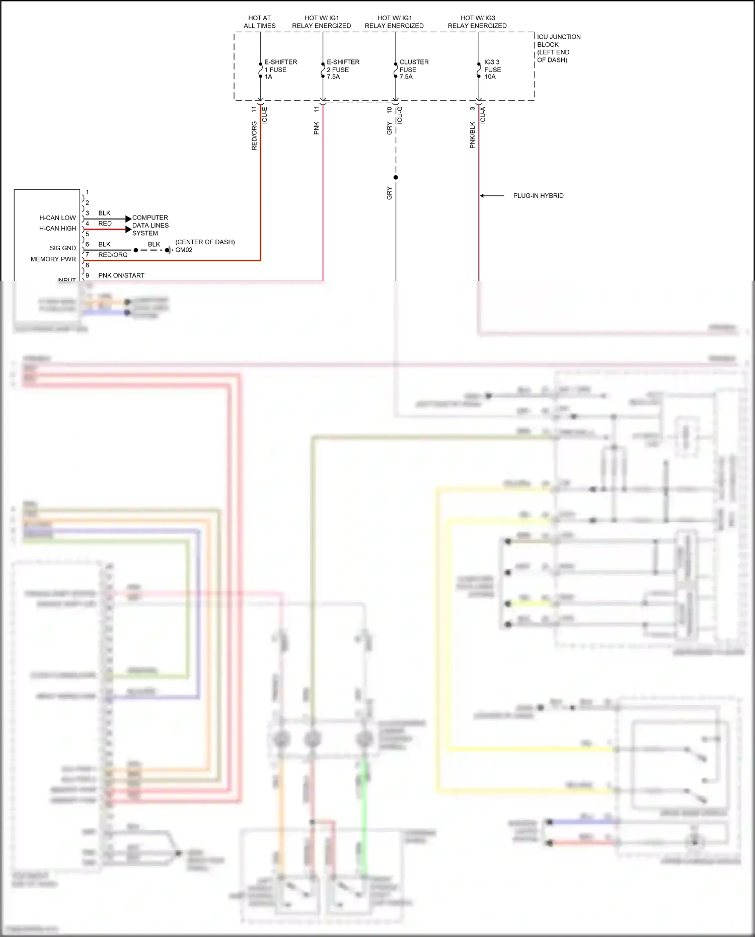 Wiring diagram upper console switch for Hyundai Santa Fe IV facelift (2020-2024) (21 of 30)