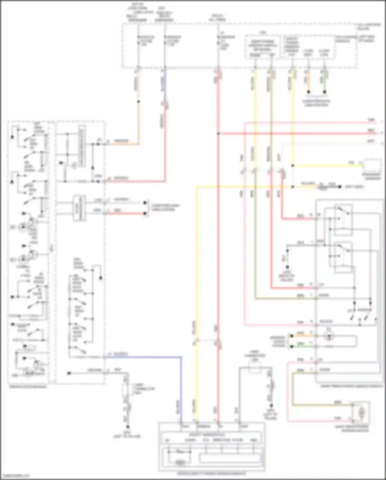 Santa Fe Hyundai IV (2018-2021): Power windows circuit, w/ driver auto up/down & safety power windows (1 of 2)