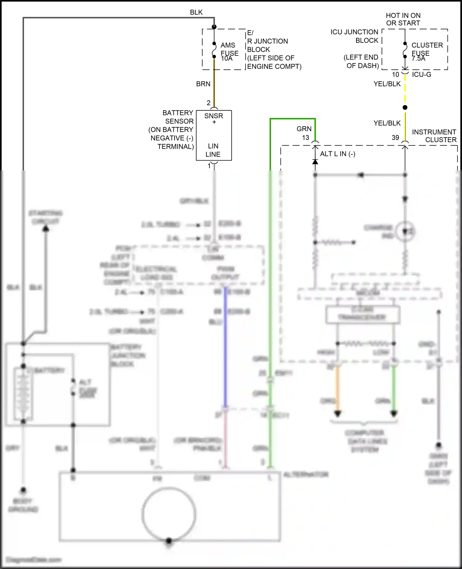 Wiring diagram battery sensor for Hyundai Santa Fe IV (2018-2021) (1 of 4)