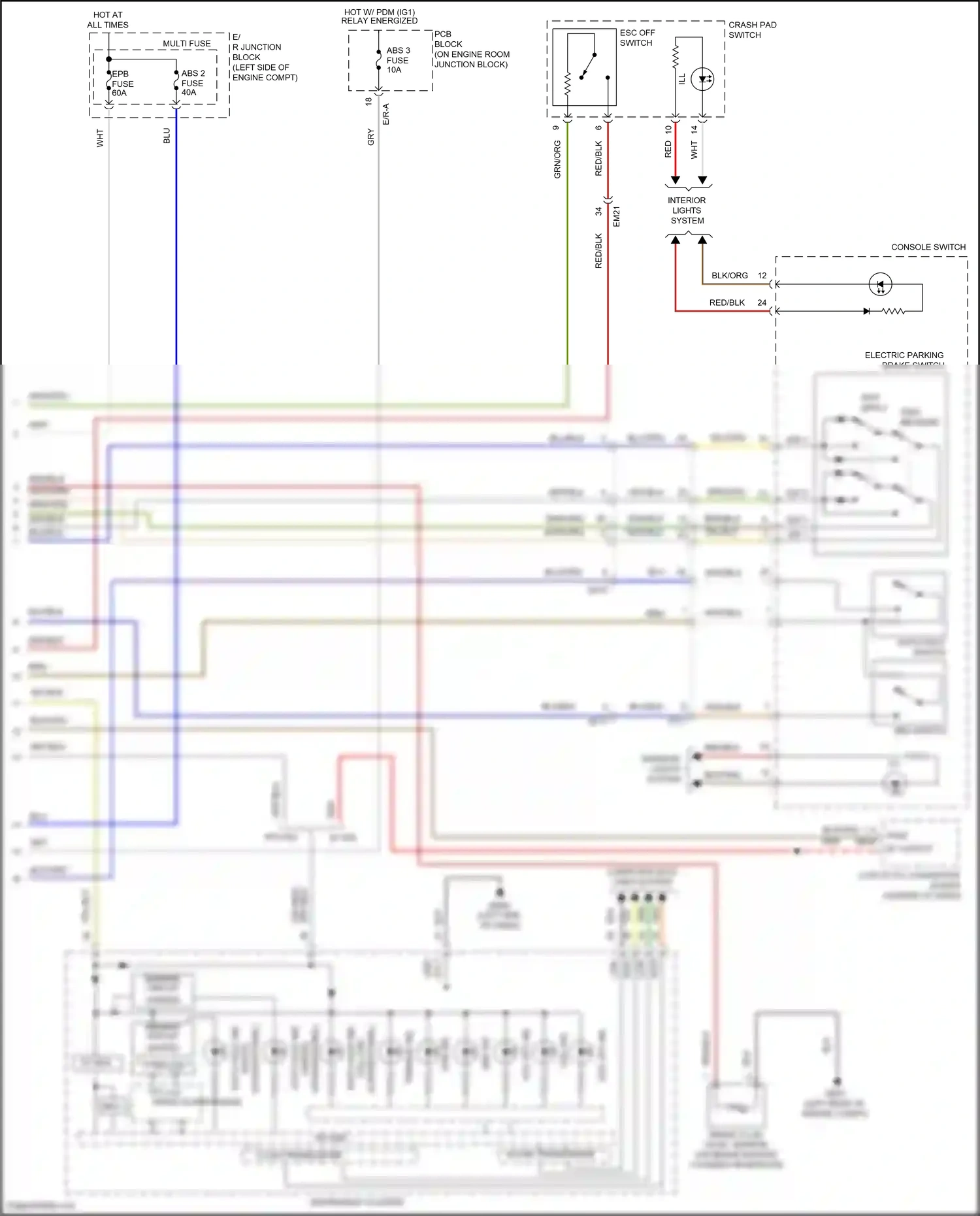 Wiring diagram console switch for Hyundai Santa Fe IV (2018-2021) (1 of 6)