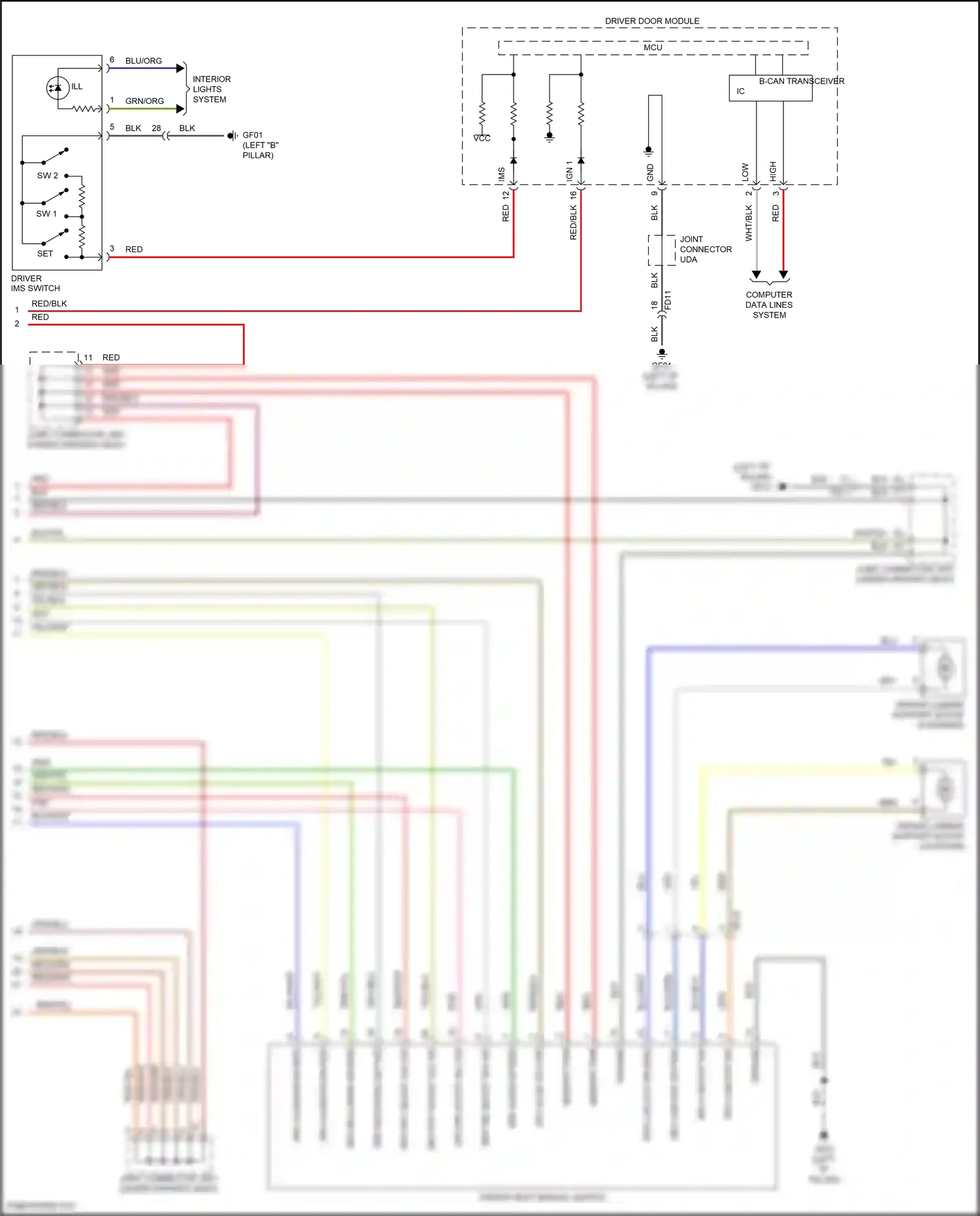 Wiring diagram driver ims switch for Hyundai Santa Fe IV (2018-2021) (1 of 6)