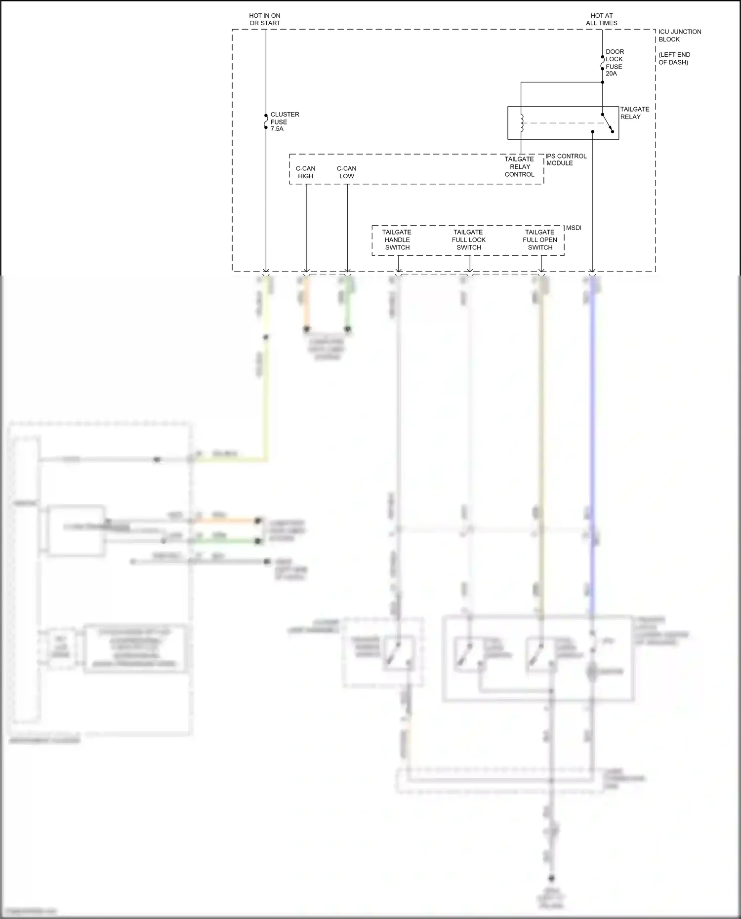 Wiring diagram full lock switch for Hyundai Santa Fe IV (2018-2021) (3 of 3)
