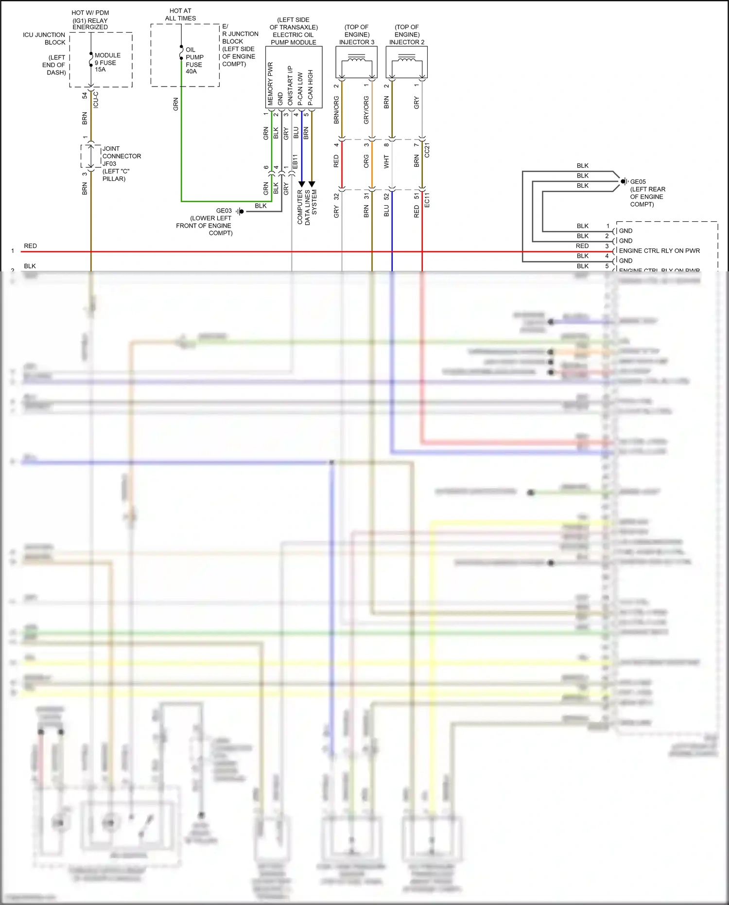 Wiring diagram immo data line for Hyundai Santa Fe IV (2018-2021) (2 of 3)