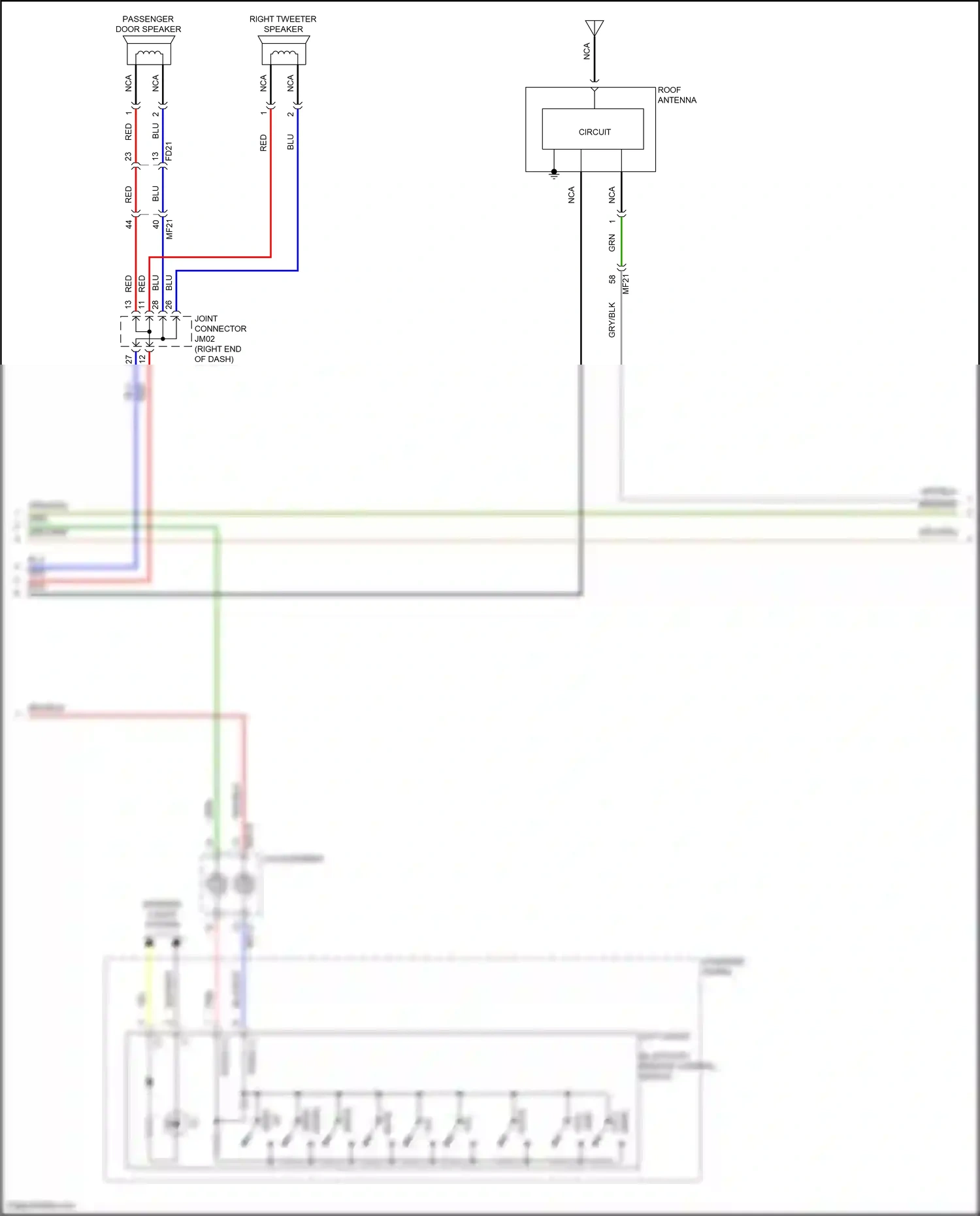 Wiring diagram left audio/ bluetooth remote control switch for Hyundai Santa Fe IV (2018-2021) (2 of 9)
