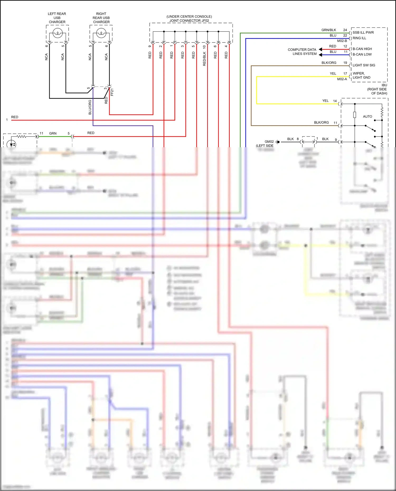 Wiring diagram left audio/ bluetooth remote control switch for Hyundai Santa Fe IV (2018-2021) (1 of 9)
