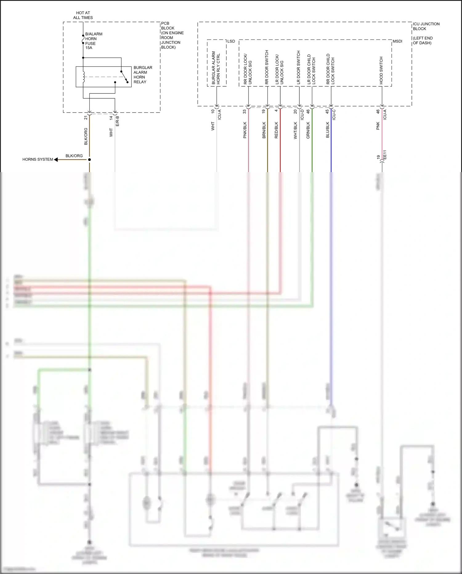 Wiring diagram lock switch for Hyundai Santa Fe IV (2018-2021) (1 of 3)