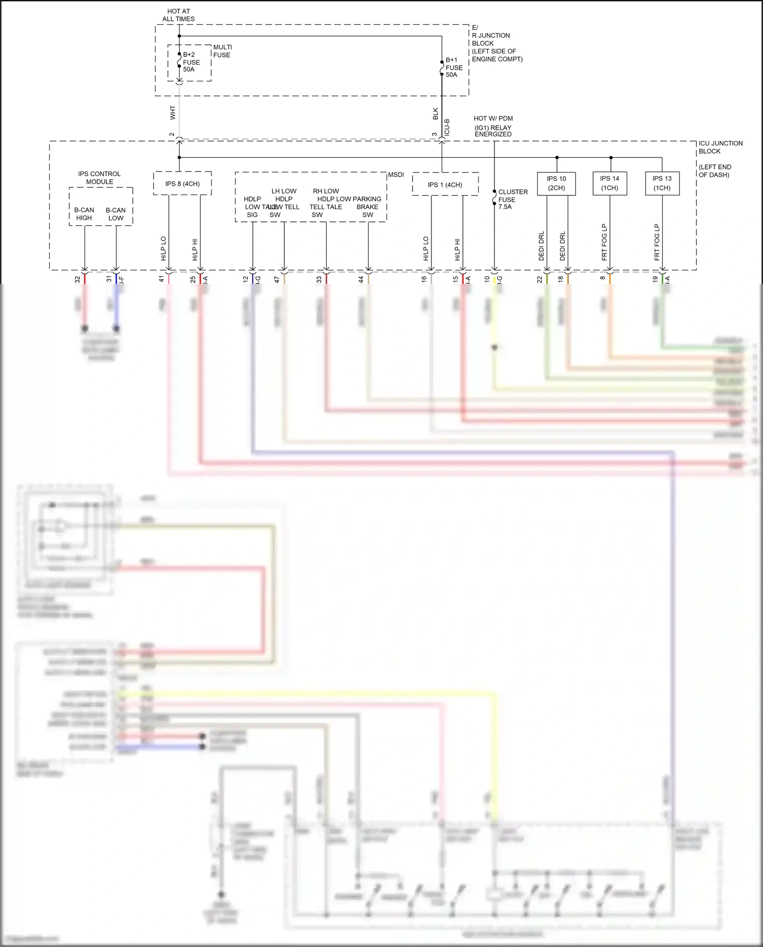 Wiring diagram multi- function switch for Hyundai Santa Fe IV (2018-2021) (1 of 9)
