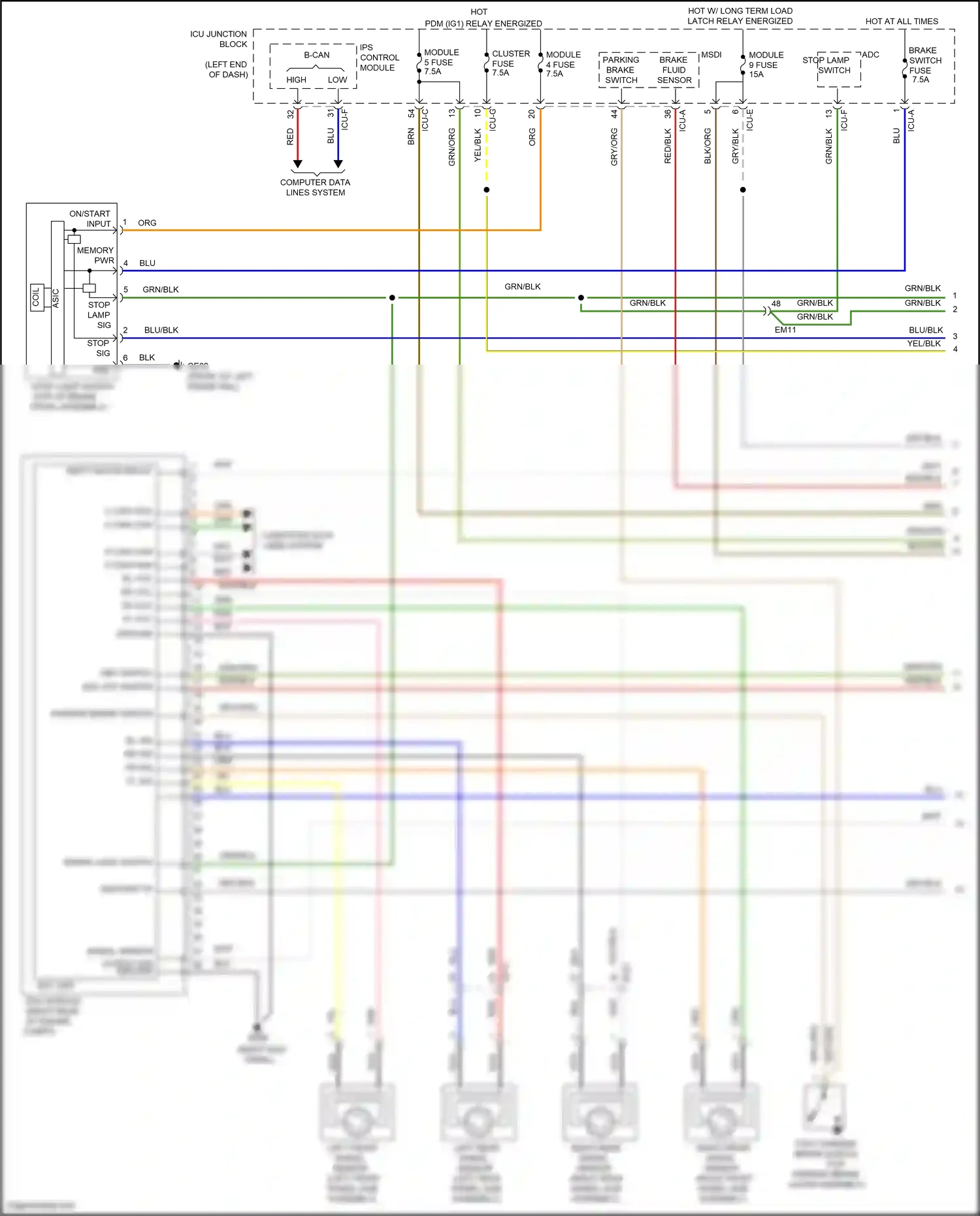 Wiring diagram on/start input for Hyundai Santa Fe IV (2018-2021) (2 of 25)