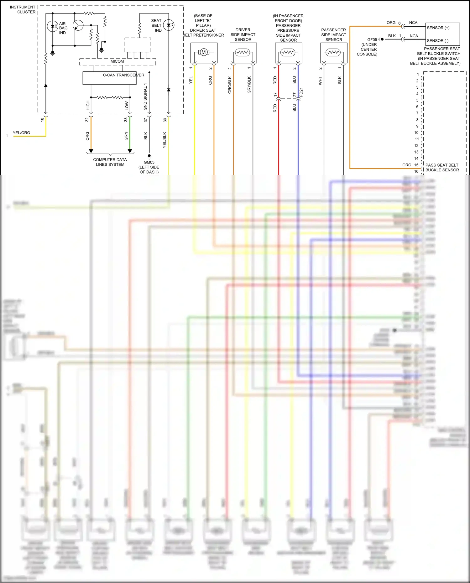 Wiring diagram srs control module for Hyundai Santa Fe IV (2018-2021) (6 of 6)