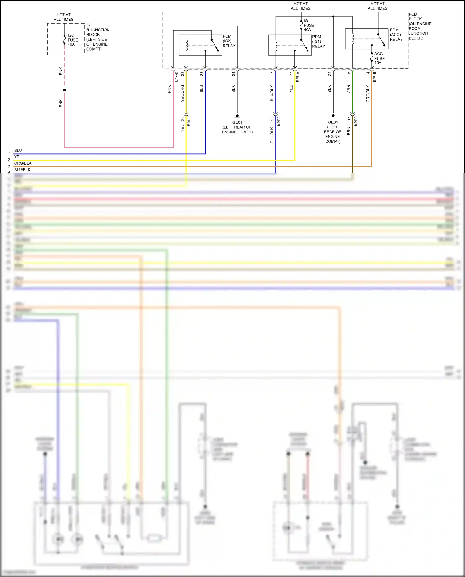 Wiring diagram start/stop button switch for Hyundai Santa Fe IV (2018-2021) (1 of 2)