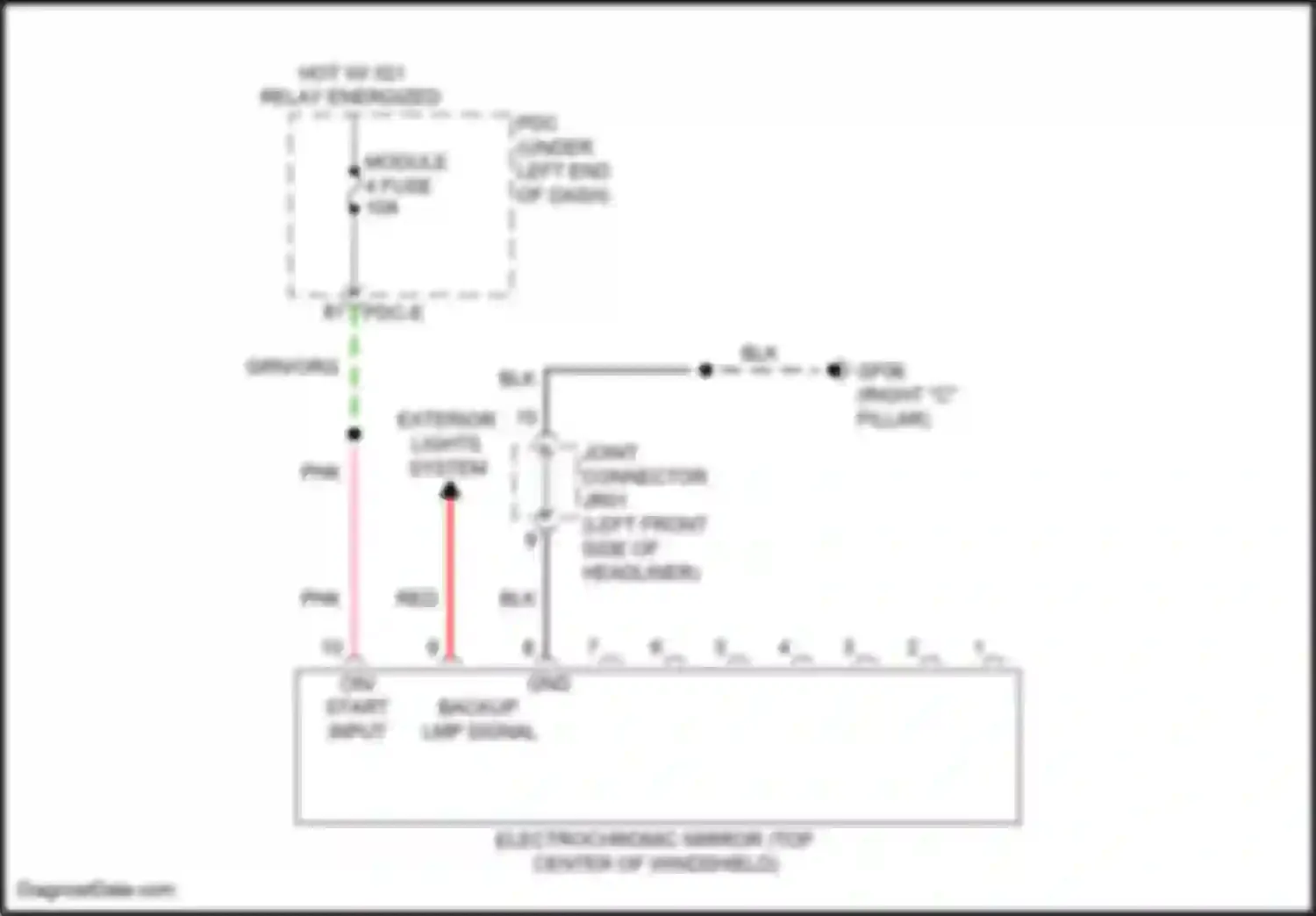 Santa Fe Hyundai V (2023-2024): Electrochromic mirror circuit, w/o digital center mirror