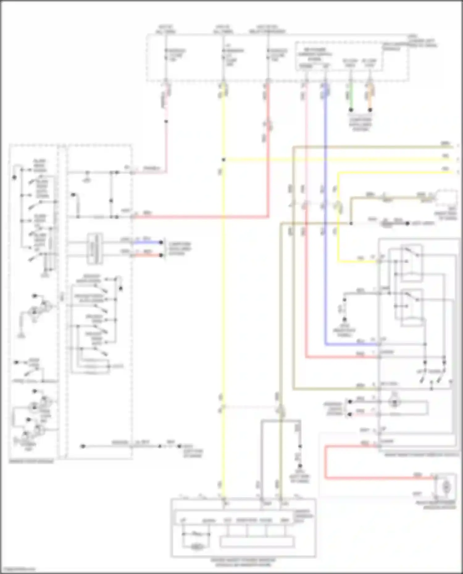 Santa Fe Hyundai V (2023-2024): Power windows circuit, w/ driver auto up/down & safety power windows (1 of 2)